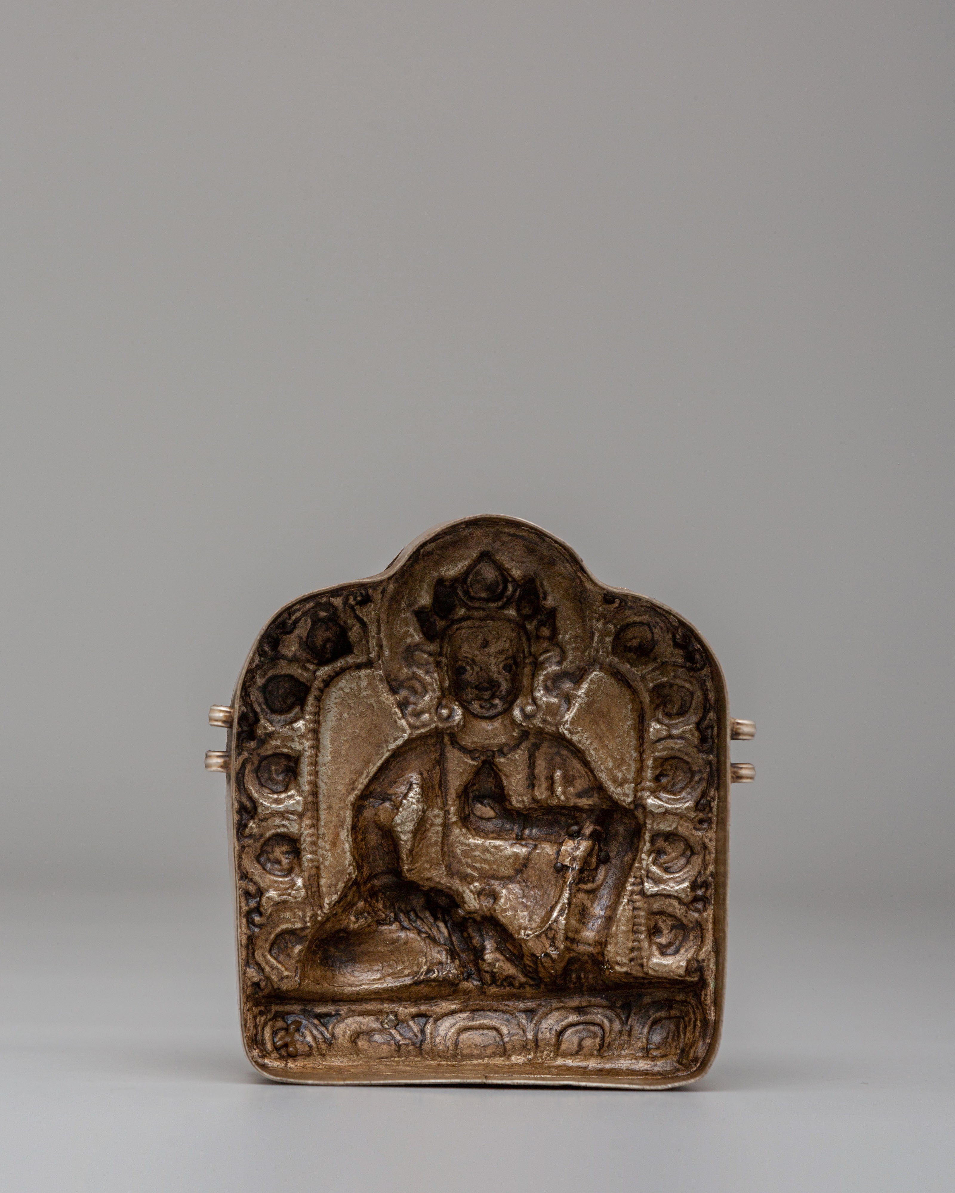 Spiritual Dzambhala Ghau Box | Silver Buddhist Treasure Box