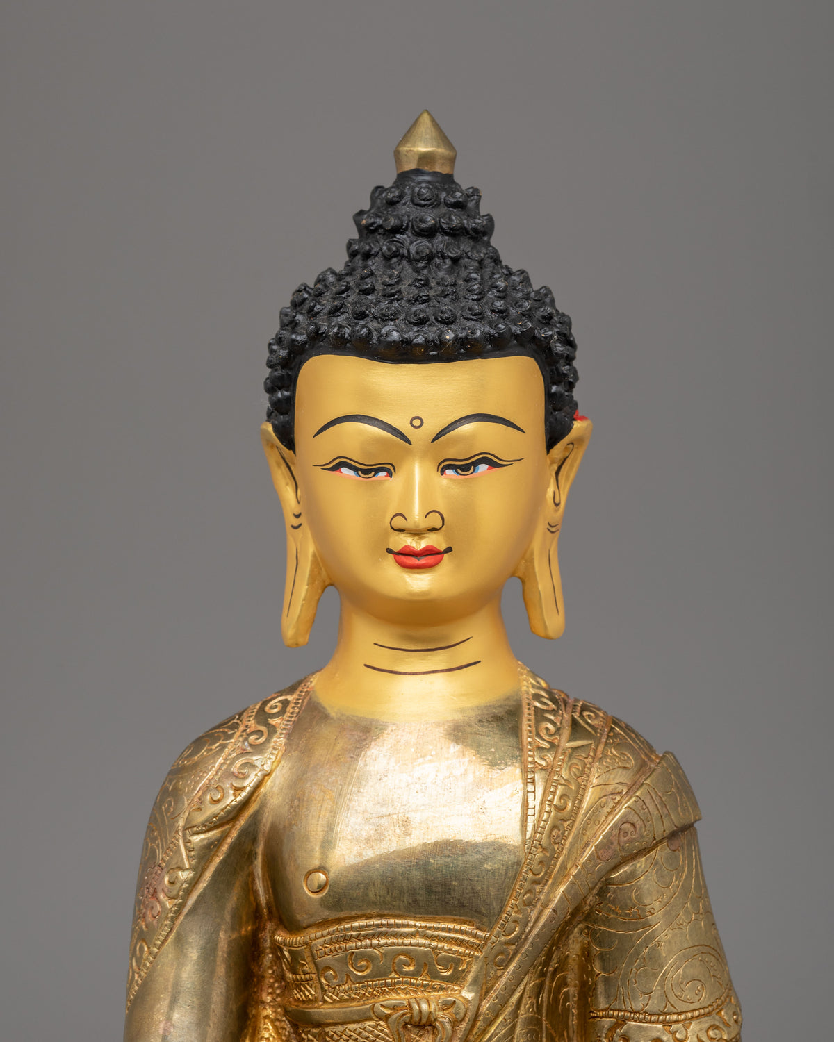 Gold Plated Shakyamuni Buddha Statue | Traditional Artwork