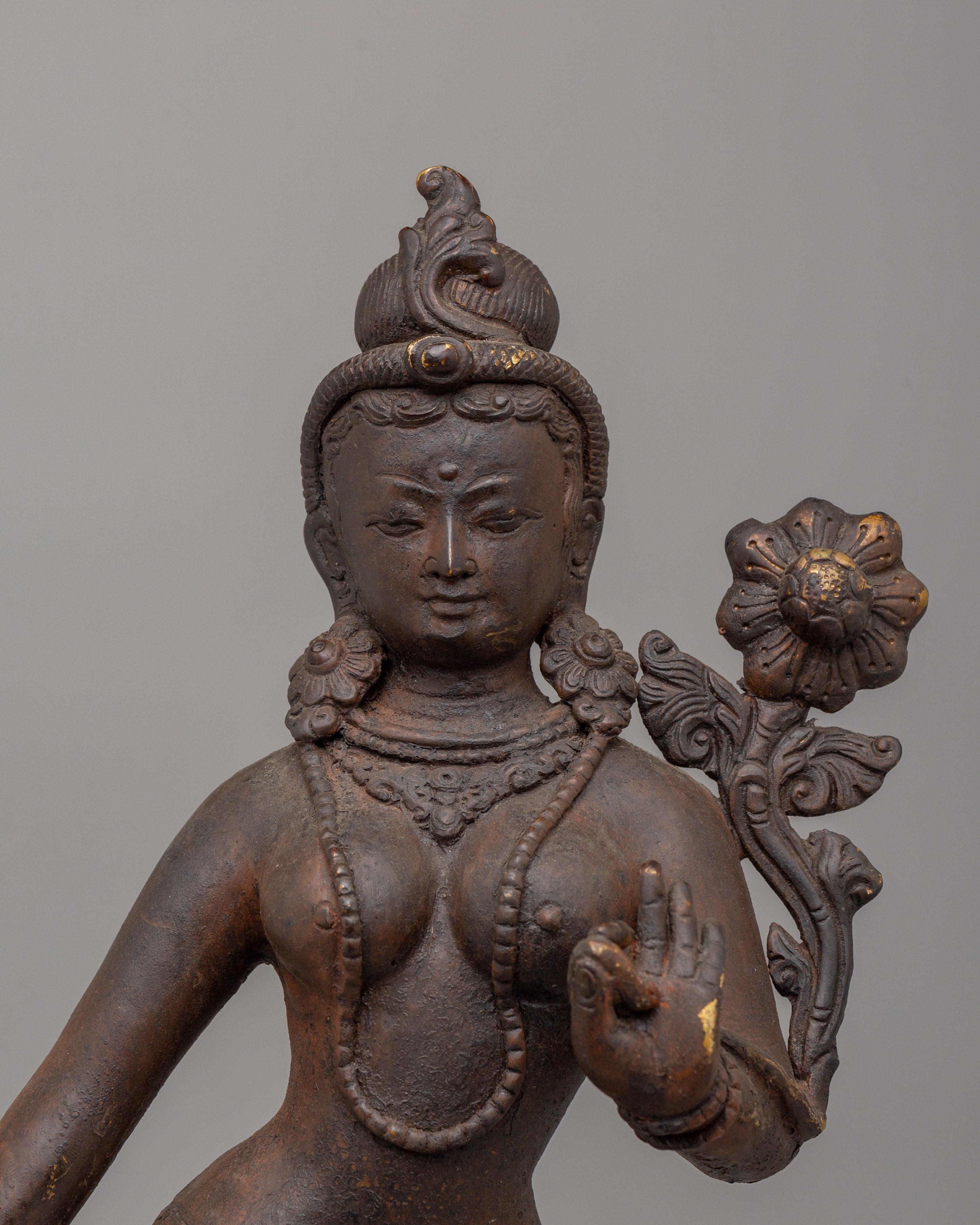 Himalayan Standing Tara Statue | Antique Finish Sculpture