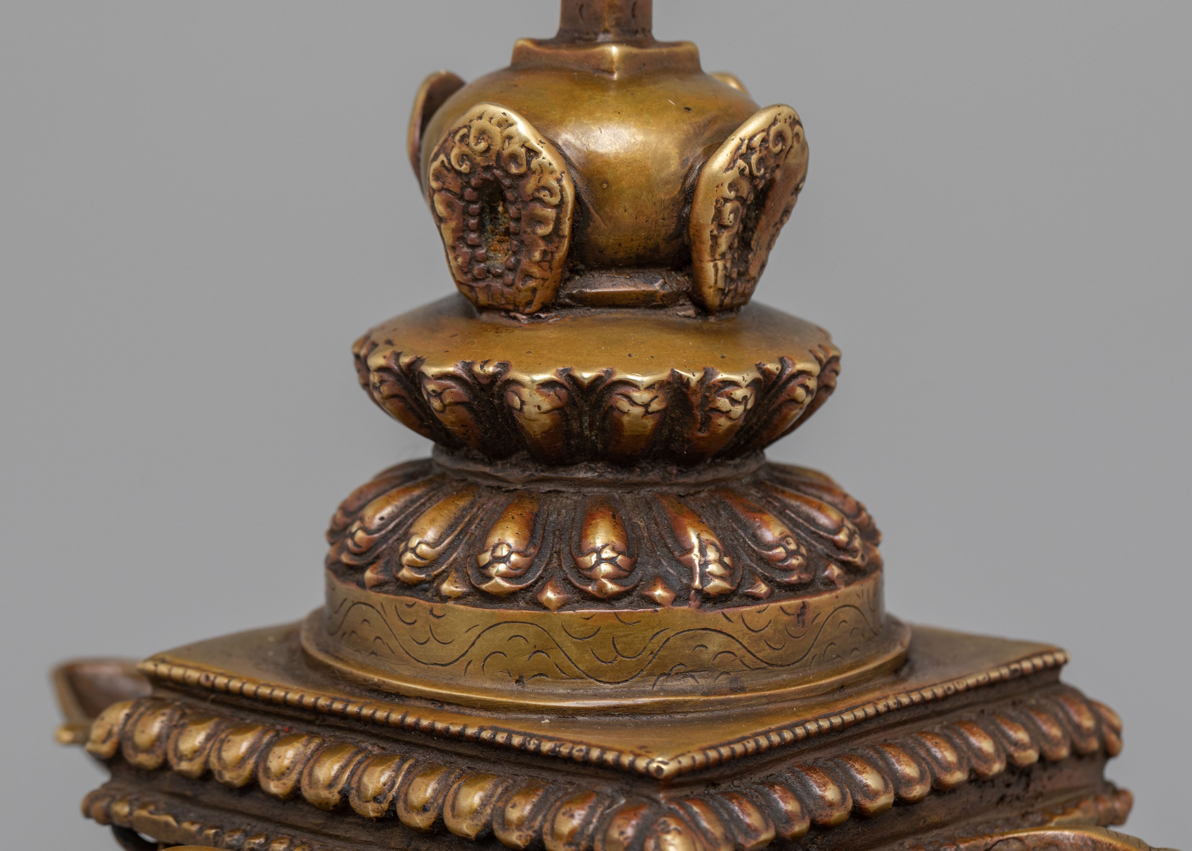 Hanging Stupa Dalucha | Traditional Brass Ritual Lamp