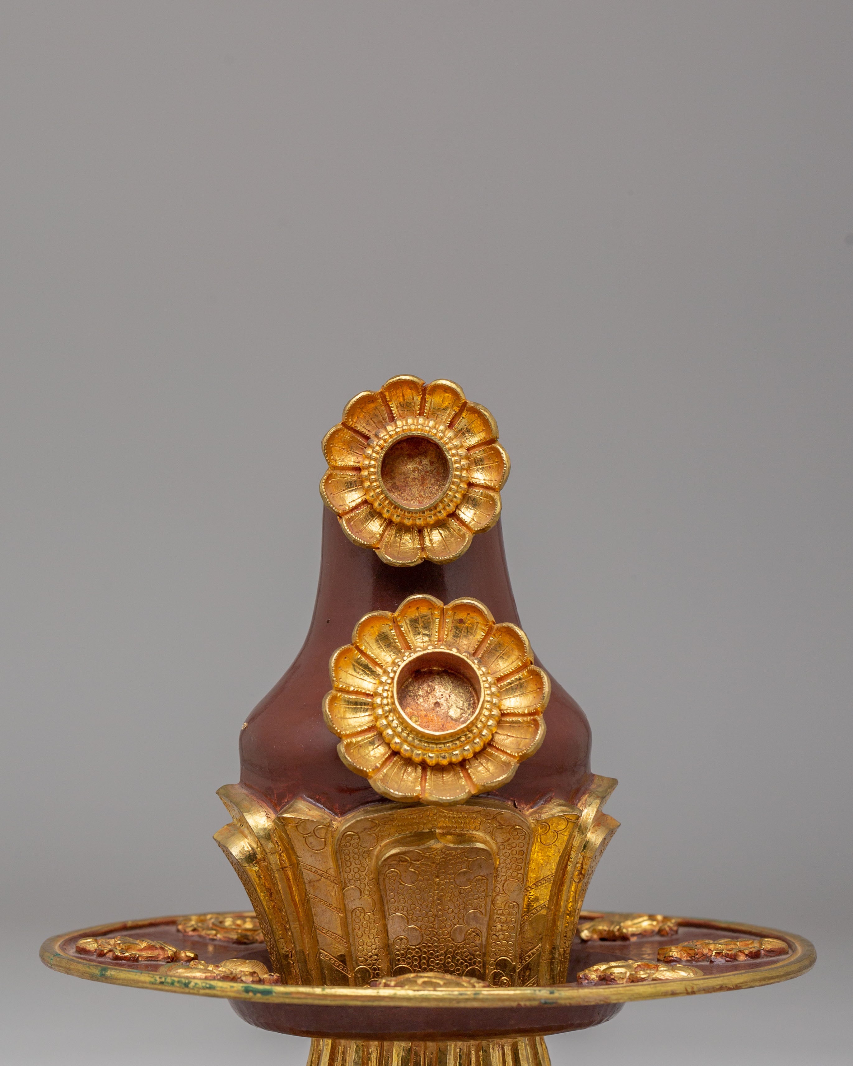 Traditional Tibetan Ritual Torma | Electro Gold Plated Copper Torma