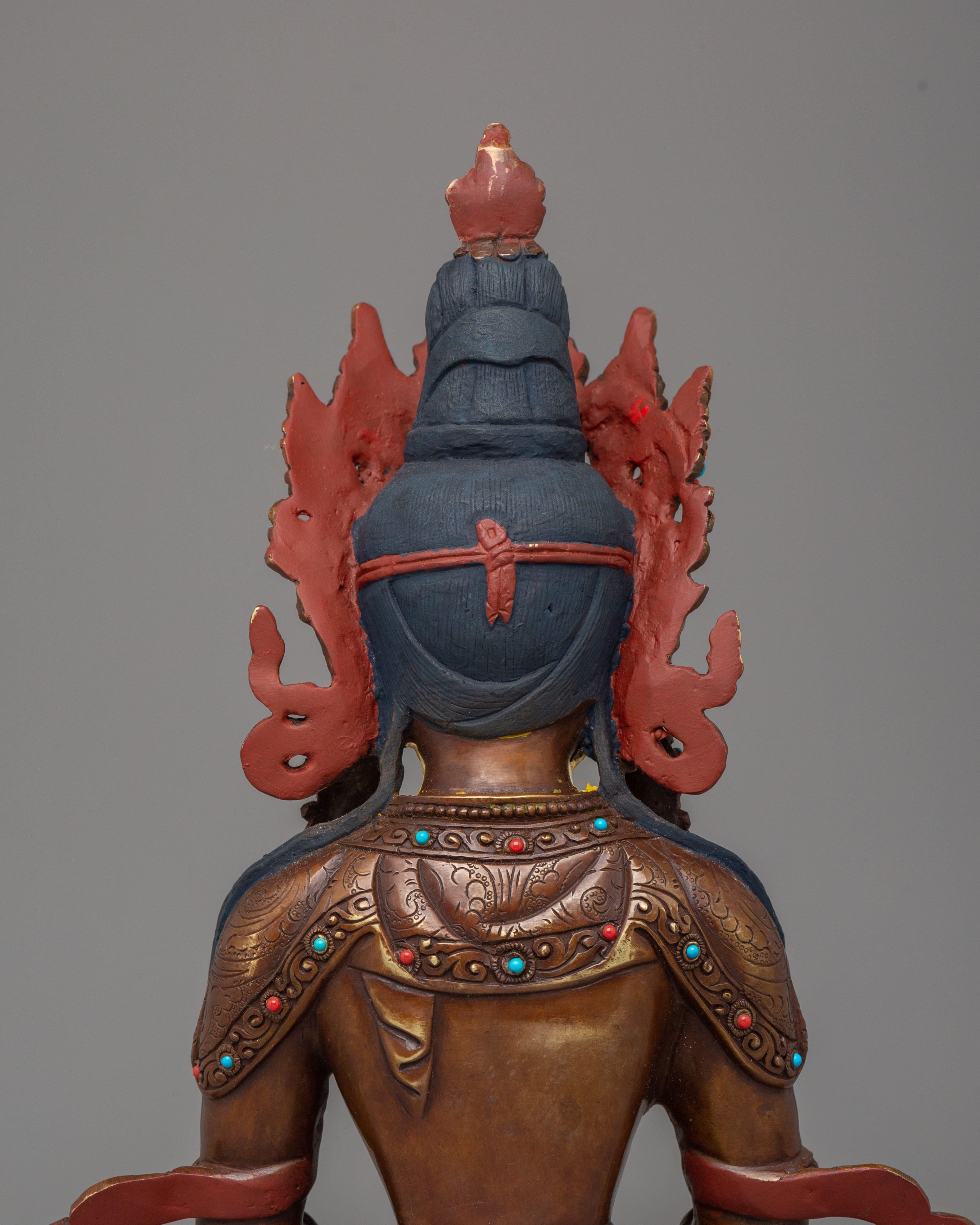 Sacred Amitayus Deity Statue | Handmade Tibetan Artwork for Spiritual Blessings