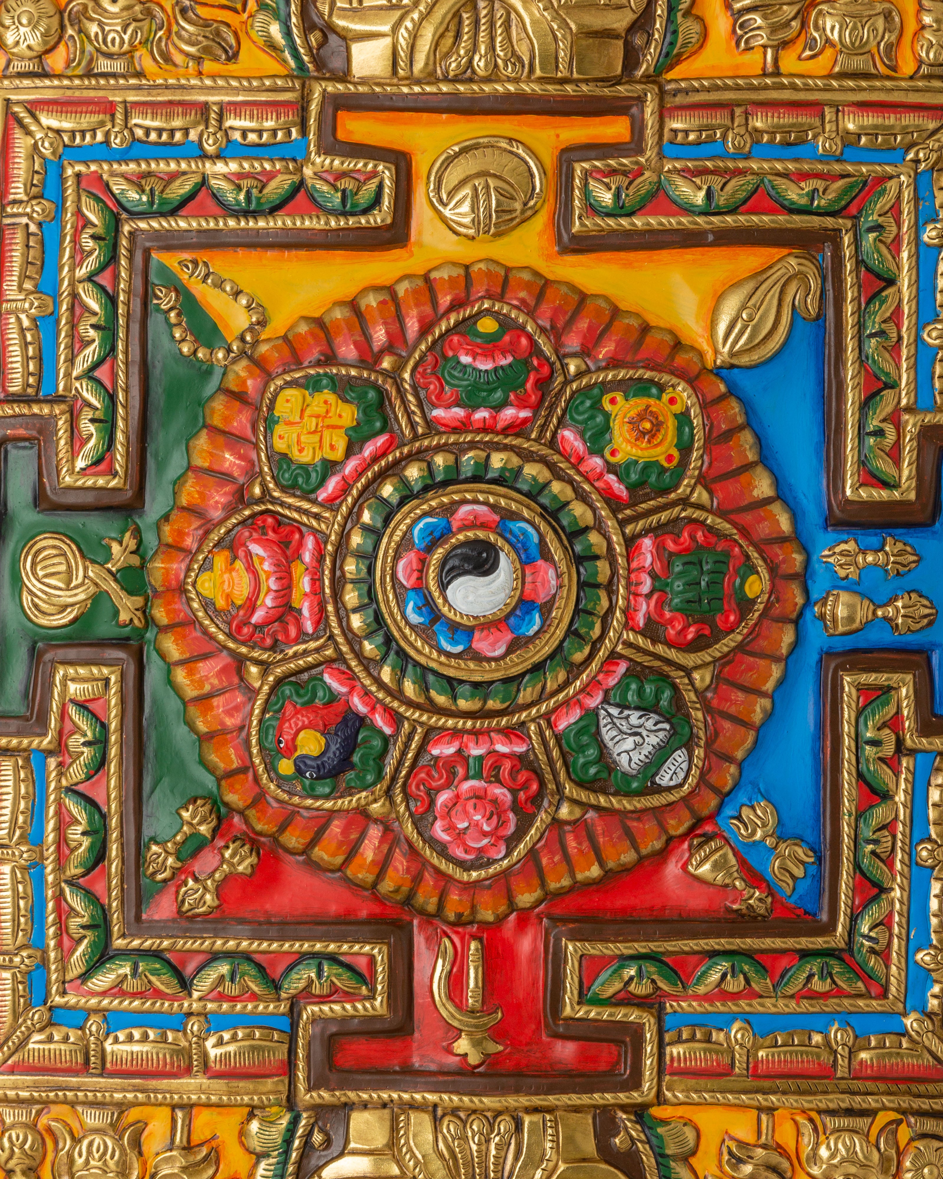 Astamangala Mandala Wall Hanging | Eight Auspicious Symbols Artwork