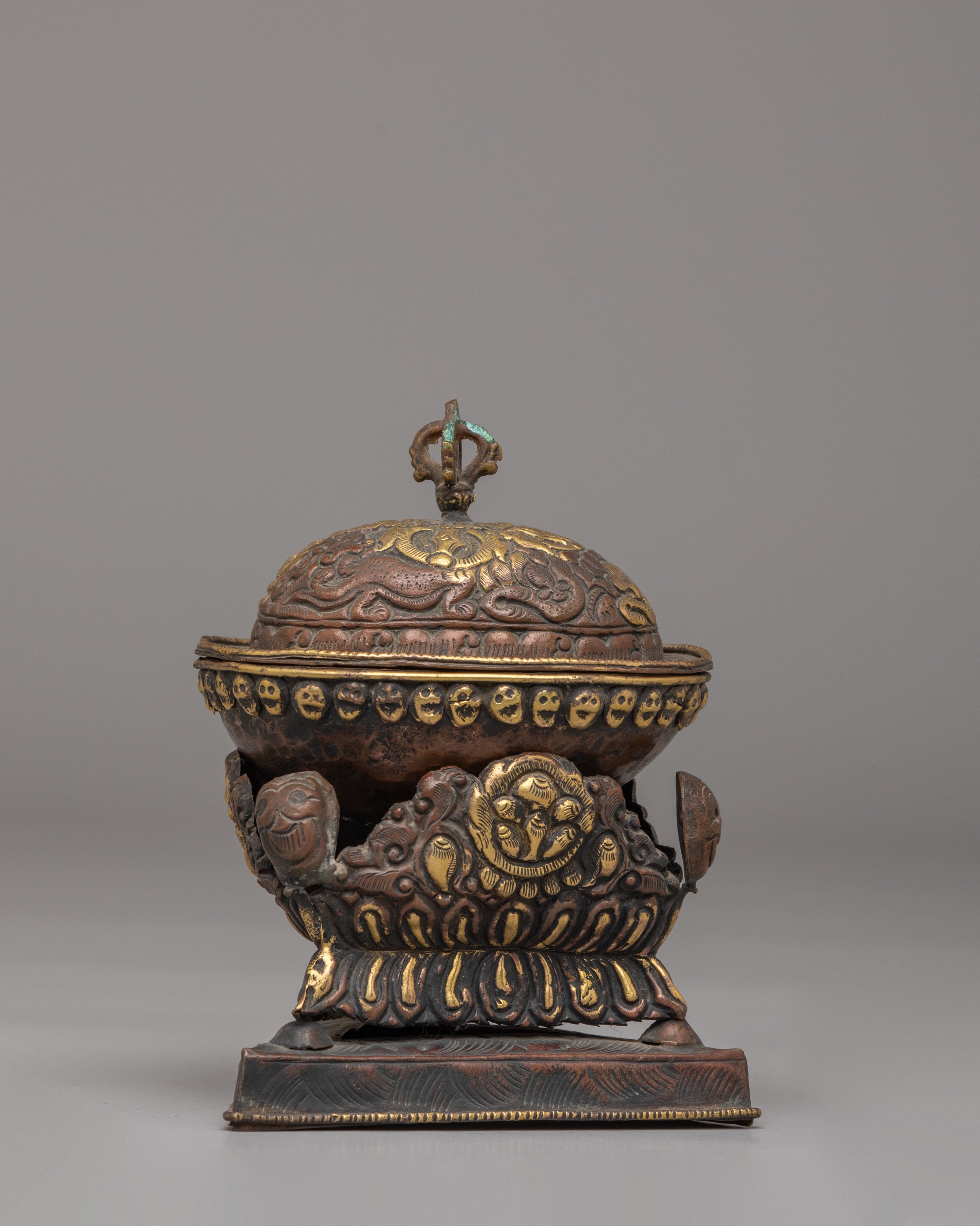 Decorative Buddhist Kapala Vessel | Tibetan Ritual Skull Cup