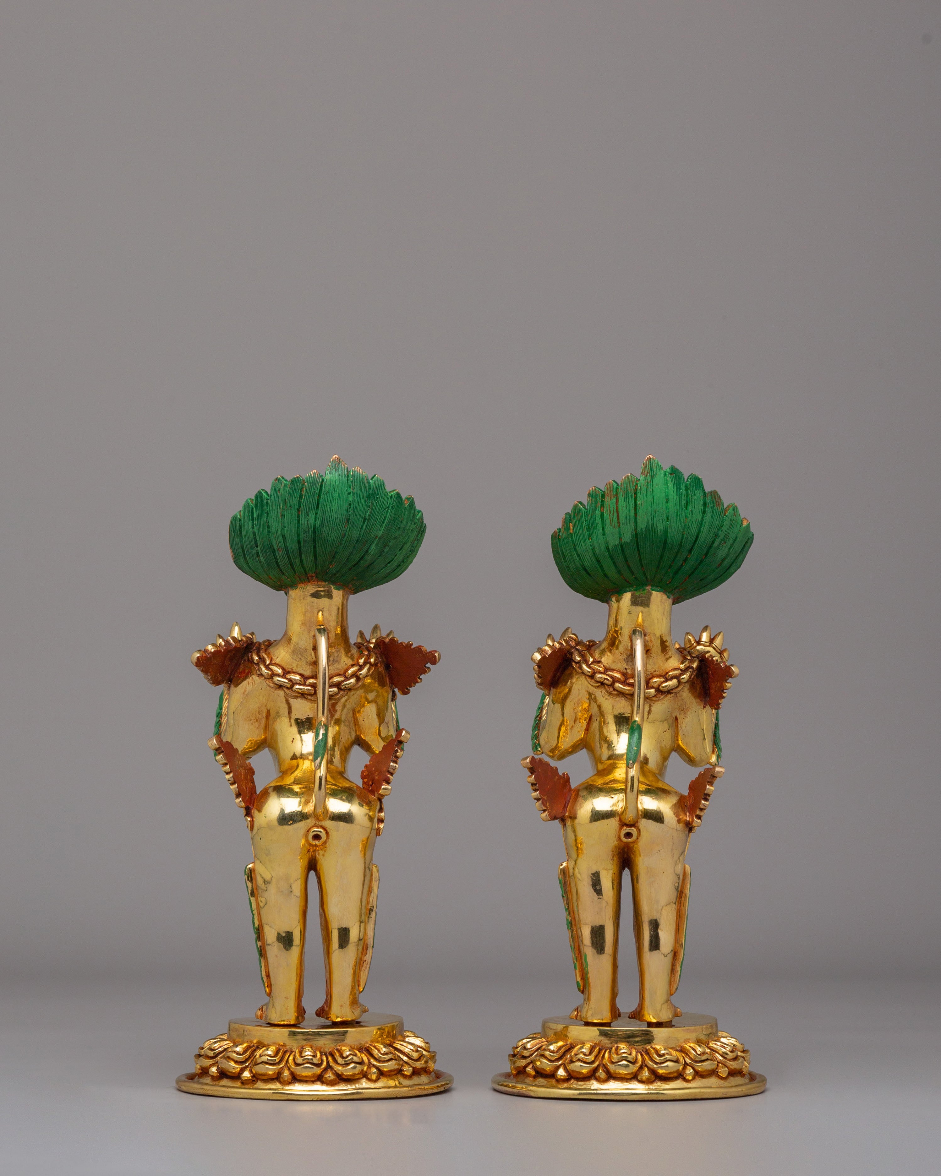 Sacred Tibetan Guardian Lions Set | Traditional Himalayan Lion Figurines