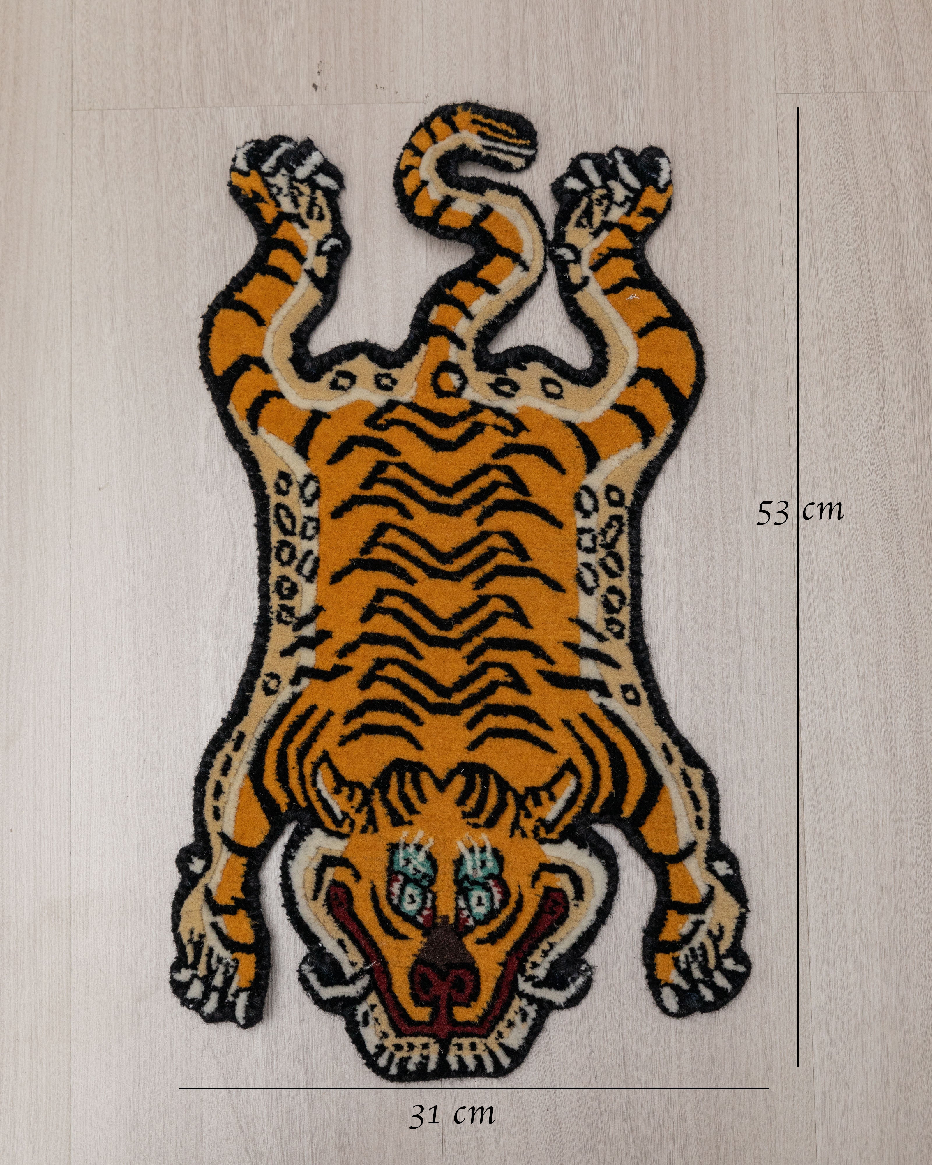Himalayan Tiger Rug | Wool Tibetan Meditation Carpet