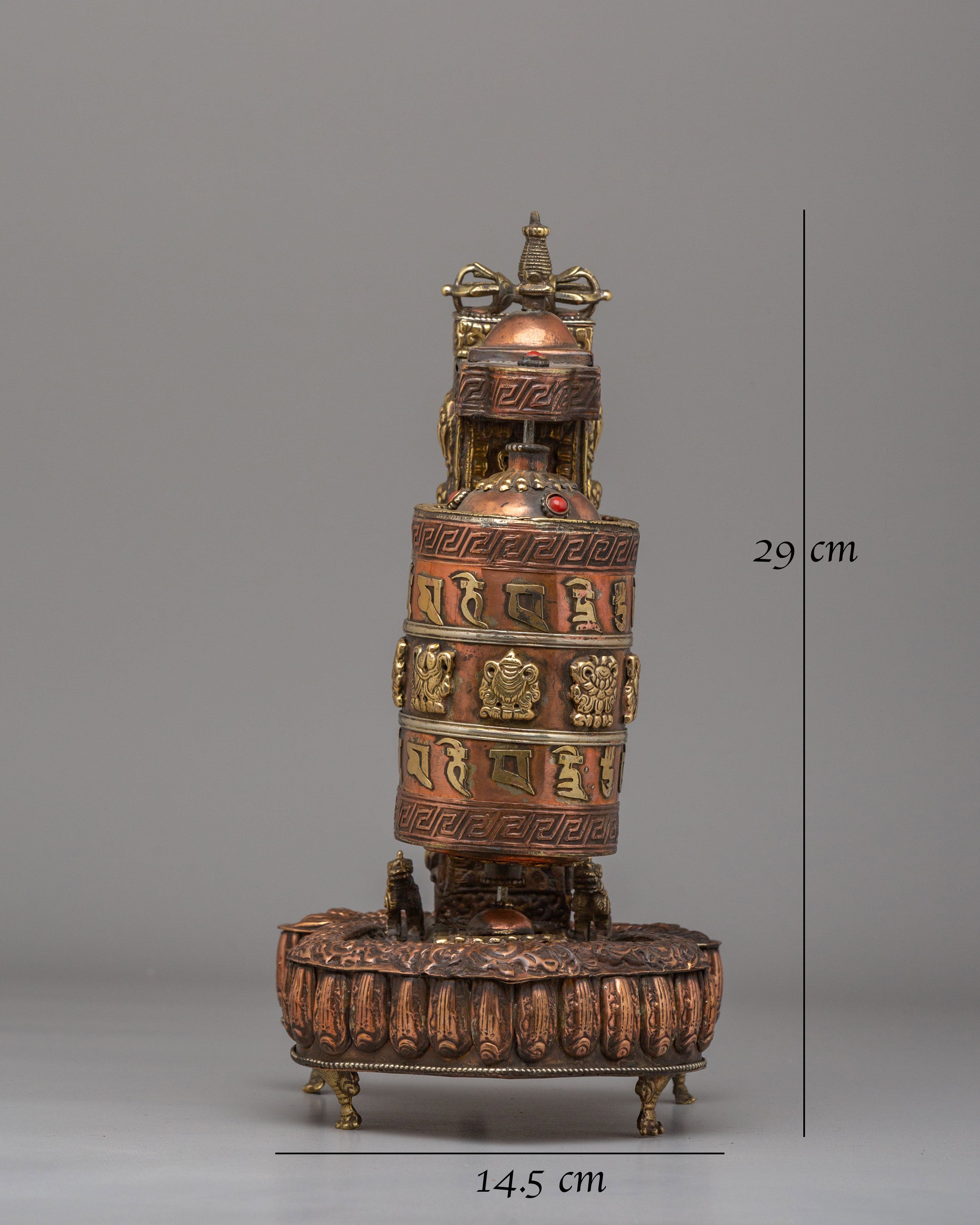 Spiritual Prayer Wheel with Incense Burner | Sacred Tibetan Ritual Object