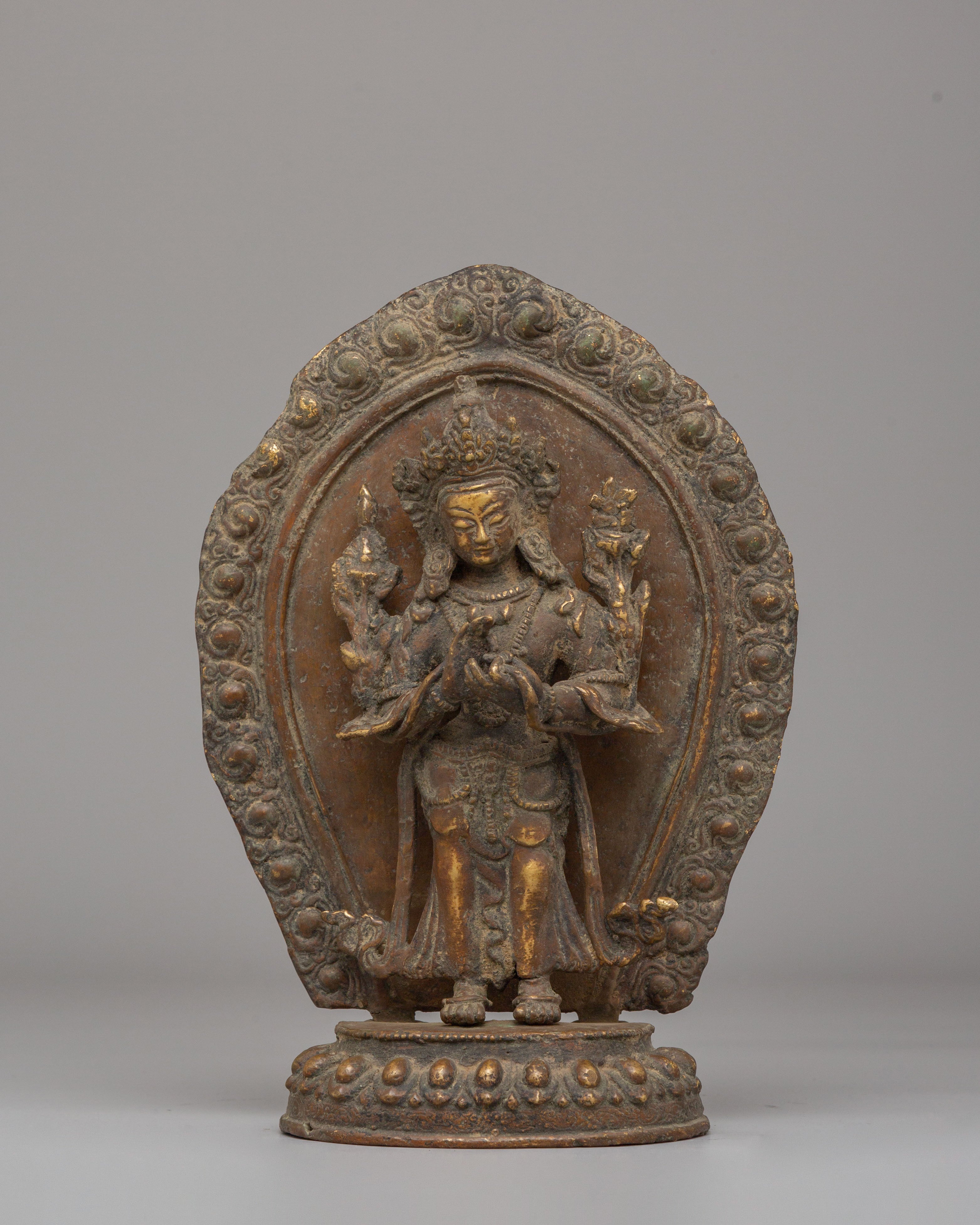 Himalayan Standing Deities Set | Antique Finished Copper Figurines