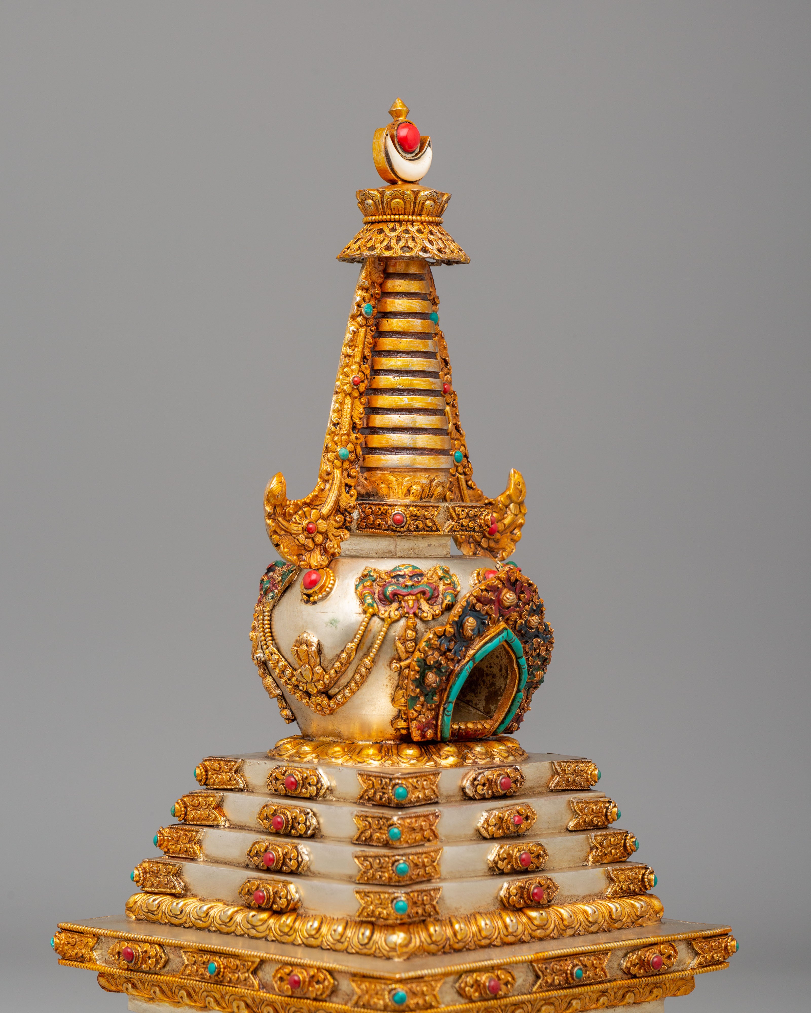Traditional Enlightenment Chorten | Handcrafted Tibetan Stupa for Altar Decor