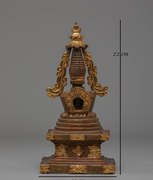 Sacred Copper Stupa Altar Shrine | Spiritual Enlightenment Symbol