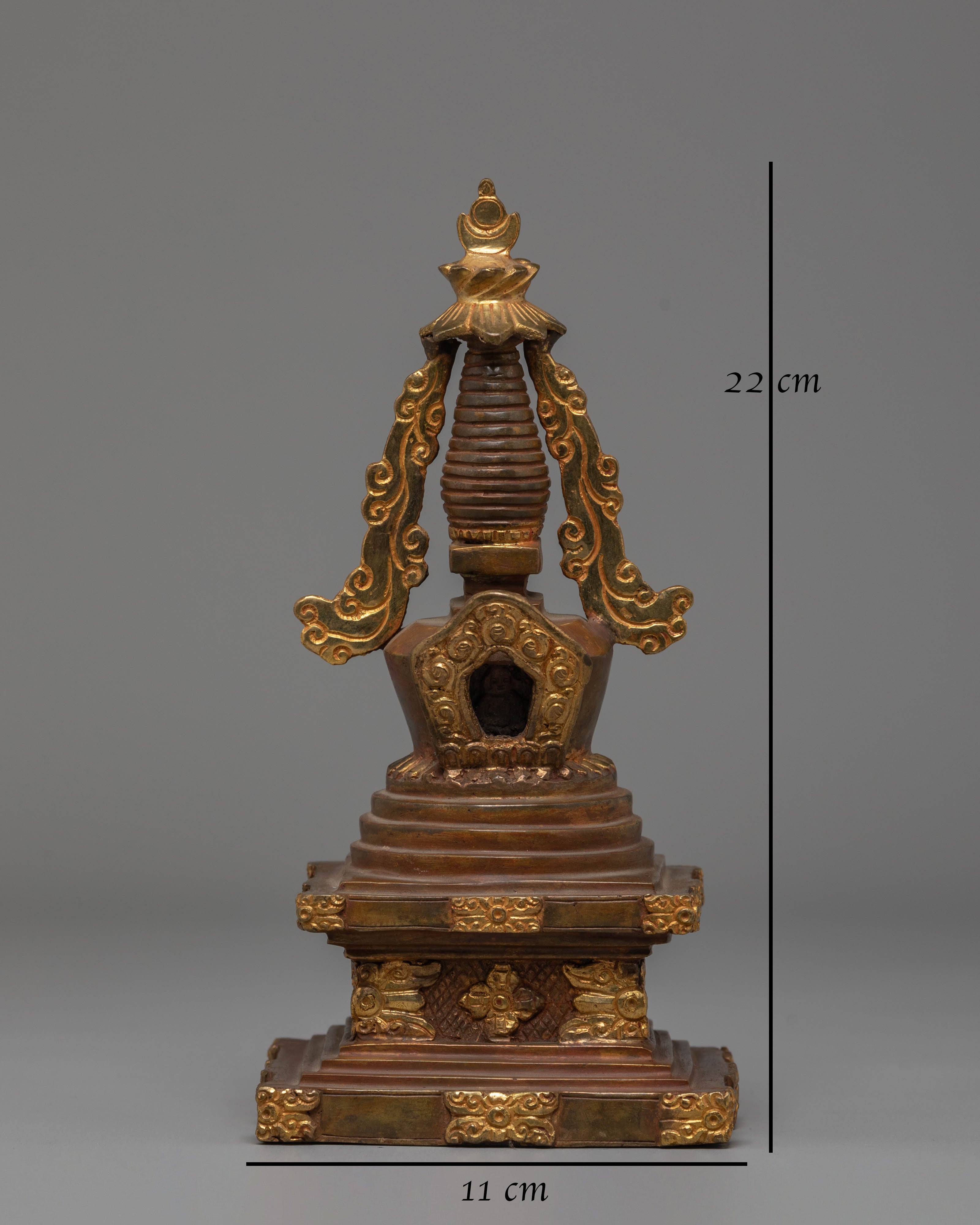 Sacred Copper Stupa Altar Shrine | Spiritual Enlightenment Symbol