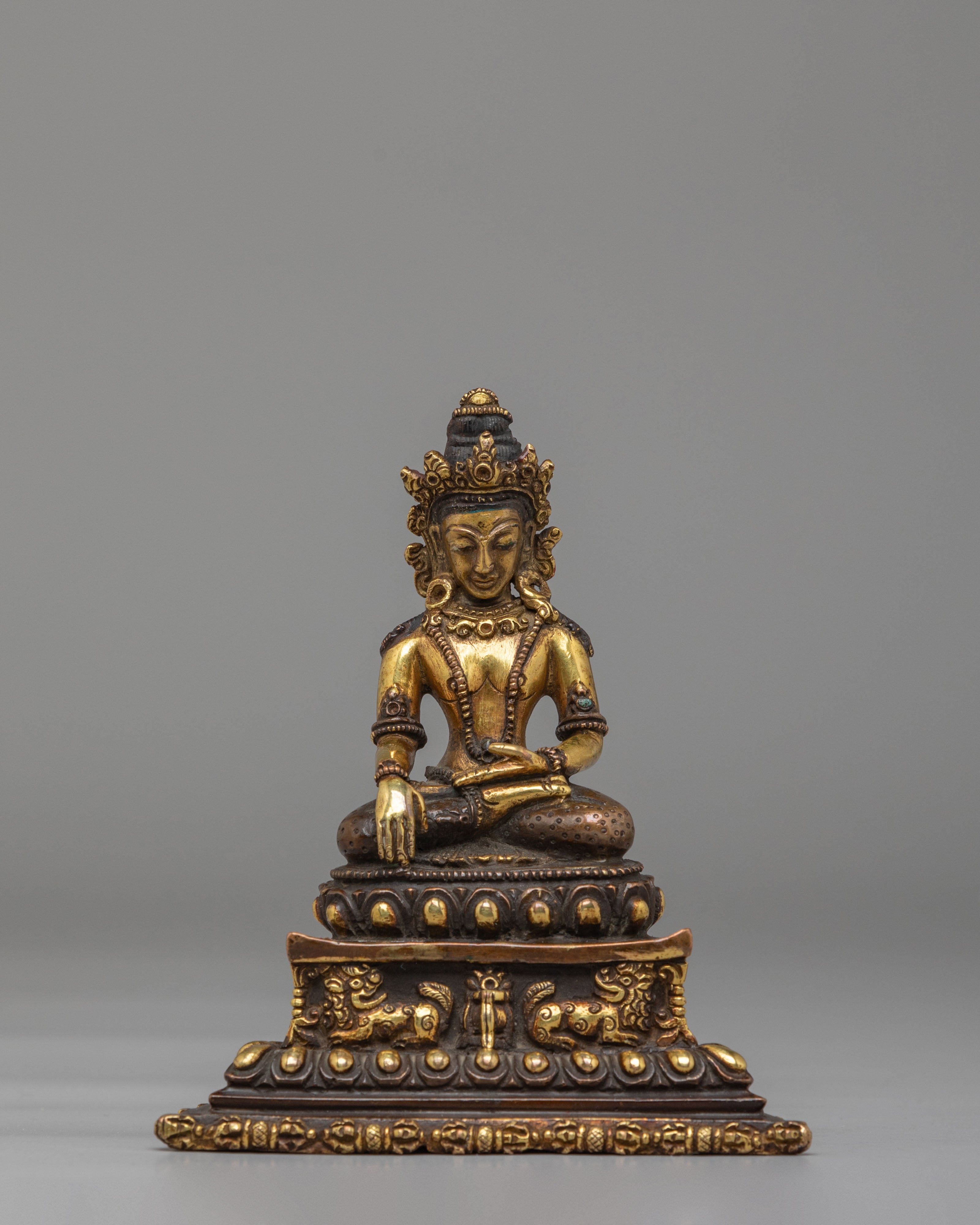 Crown Shakyamuni Buddha on Throne Statue | Symbol of Serenity and Wisdom