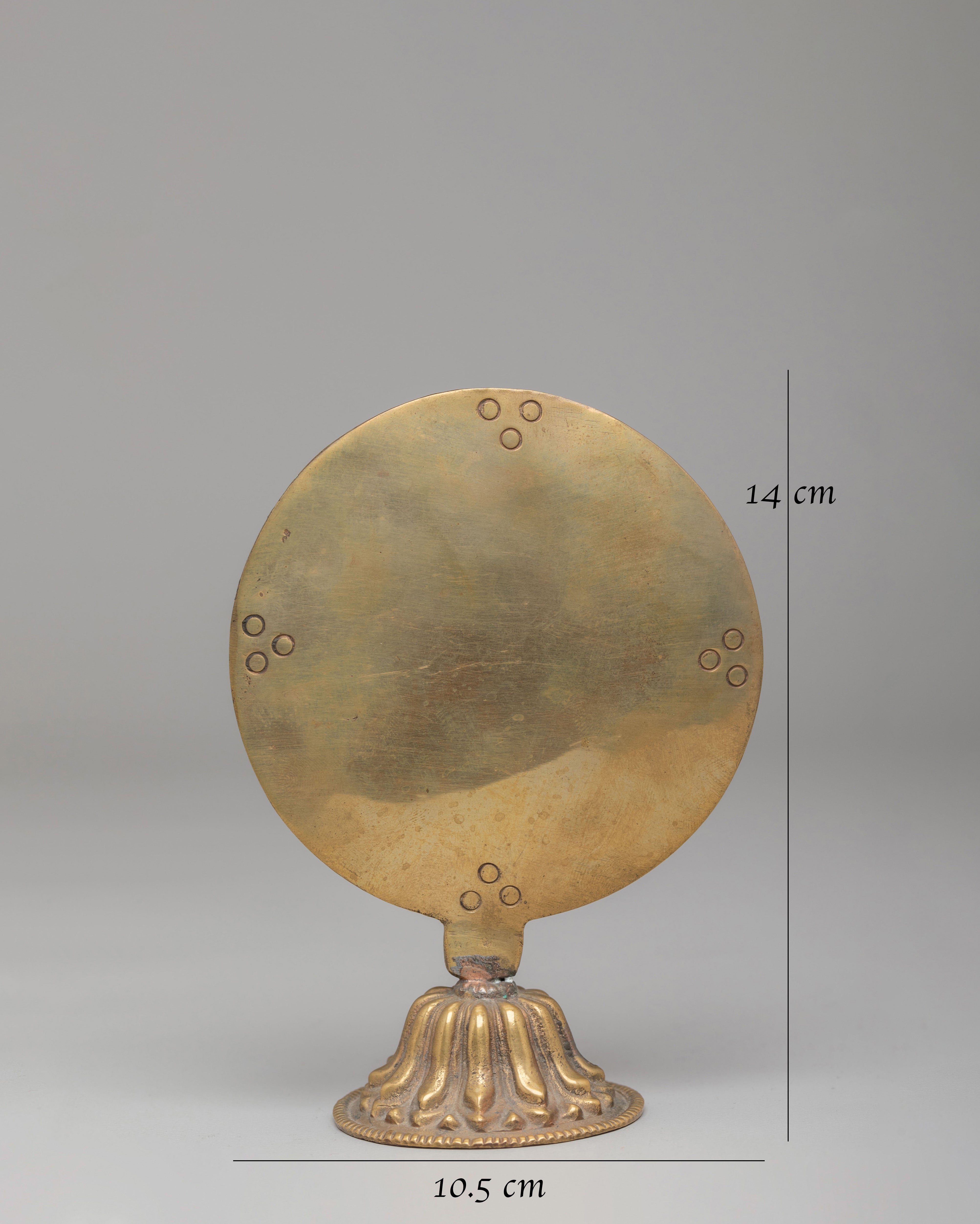 Tibetan Mirror Decor | Brass Buddhist Altar Piece