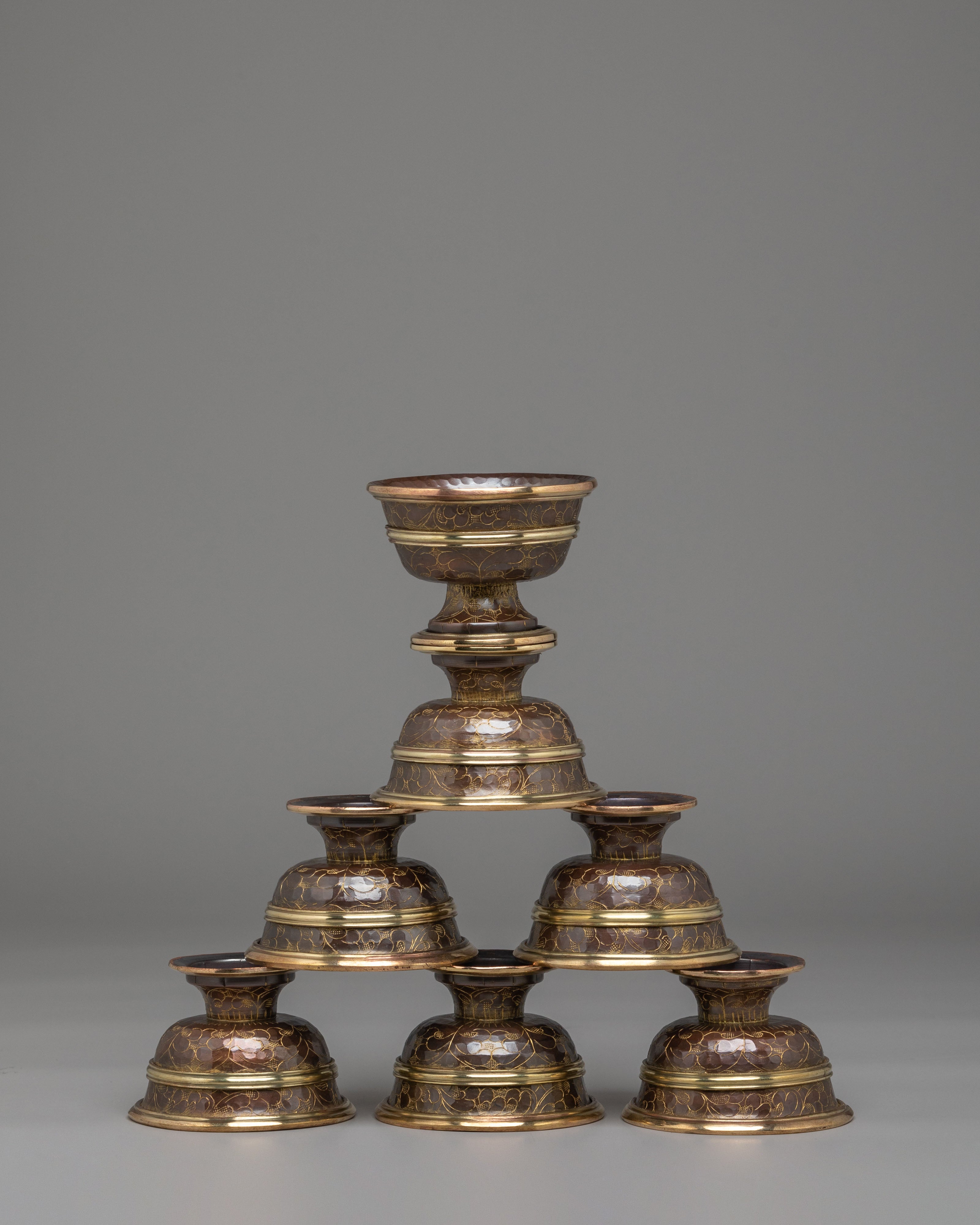 Traditional Offering Bowls Set | Oxidized Copper Ritual Bowls