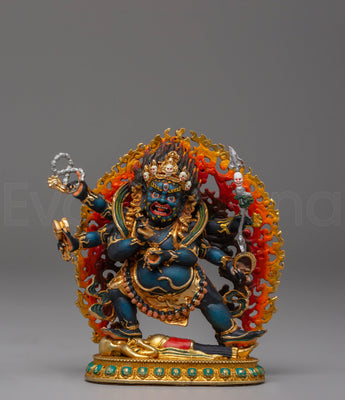 Handcrafted Tibetan Six Armed Mahakala Sculpture