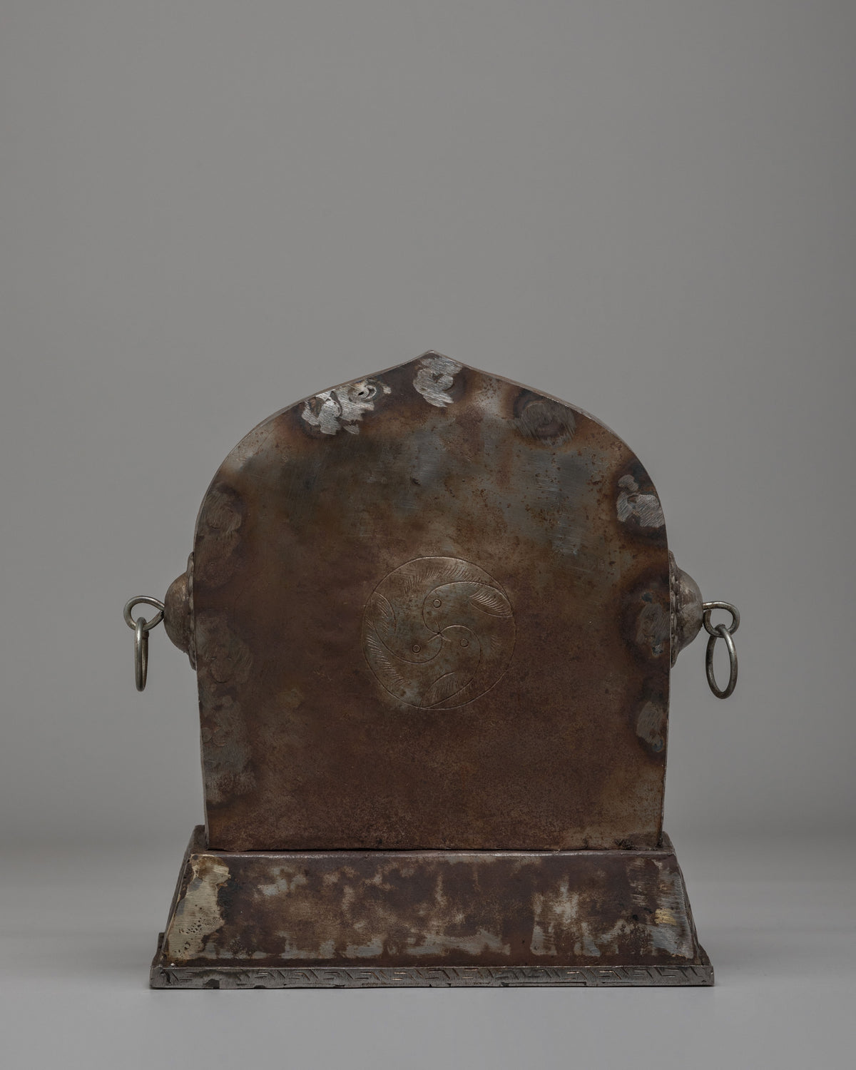 Handmade Shakyamuni Buddha Altar Box | Copper & Iron Ghau Box for Sacred Offerings