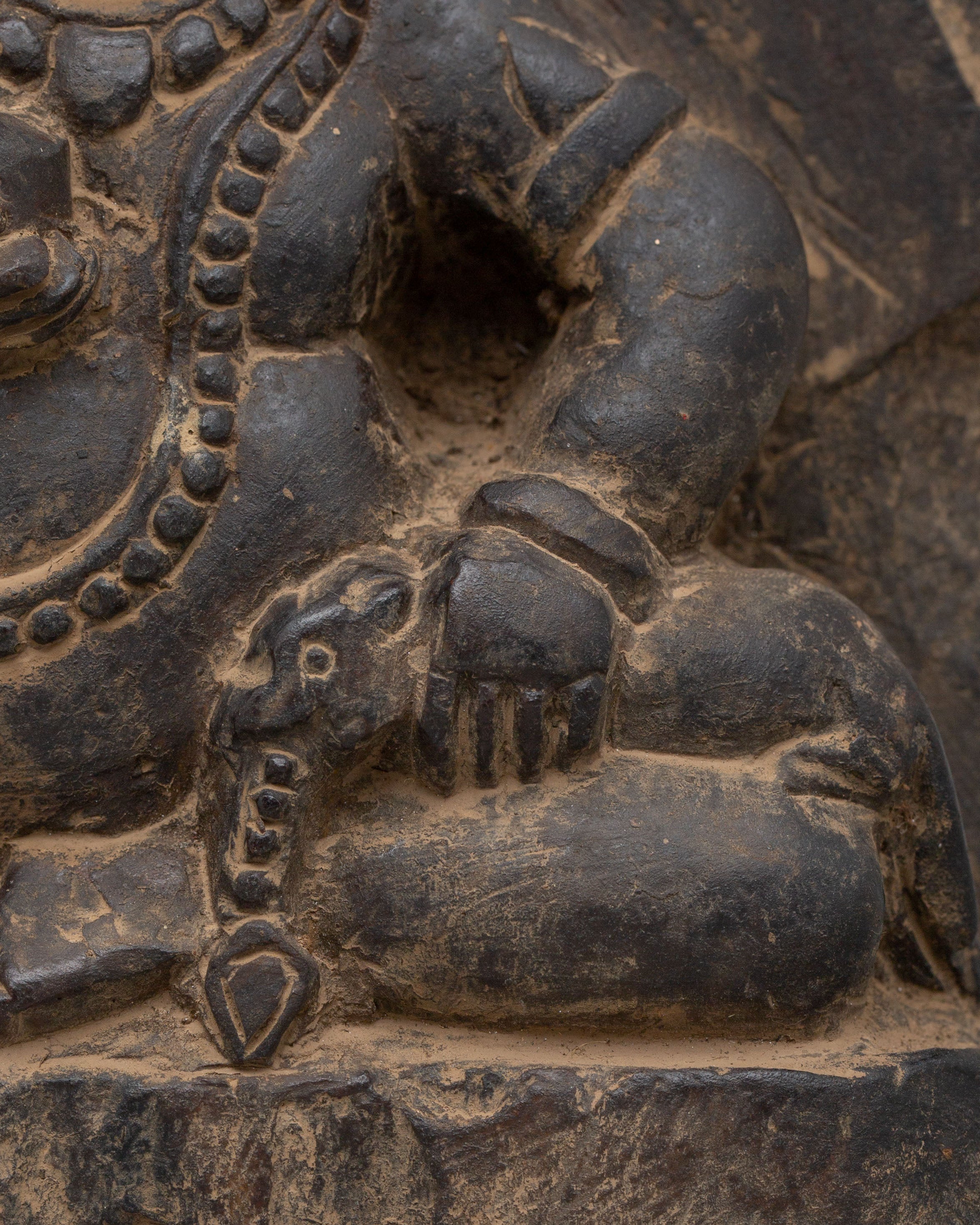Dzambhala Wealth Protector Deity Statue | Stone Buddhist Sculpture