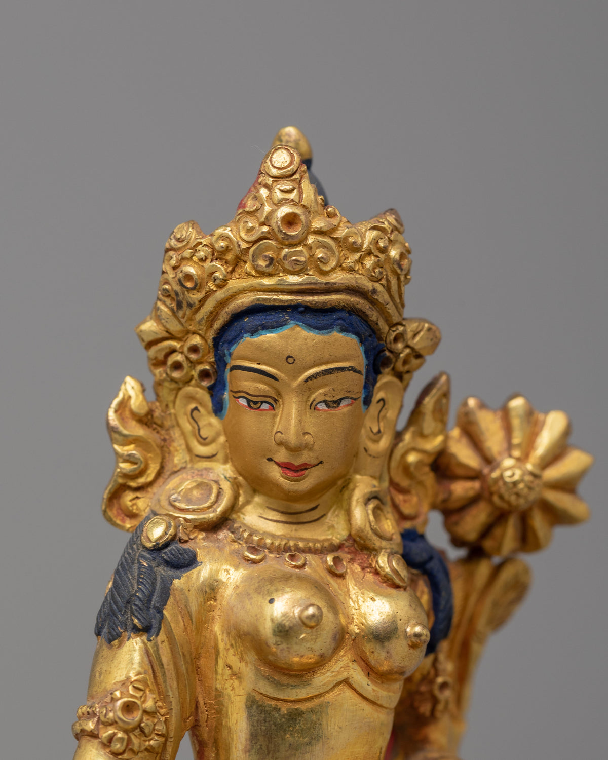 Traditional Standing Tara Sculpture | 24K Gold Buddhist Sculpture