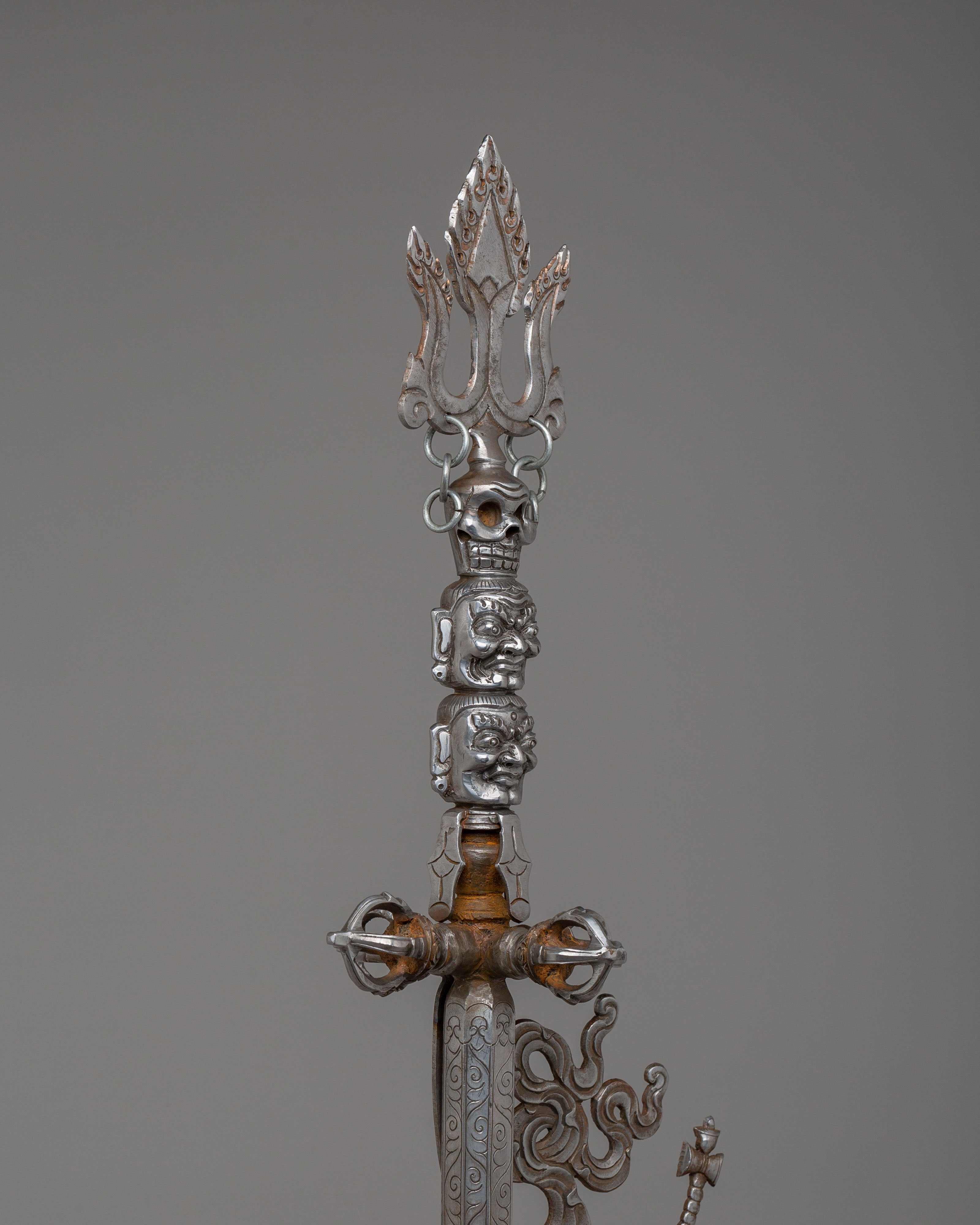 Sacred Khatvanga Ritual Staff | Symbol of Power and Protection