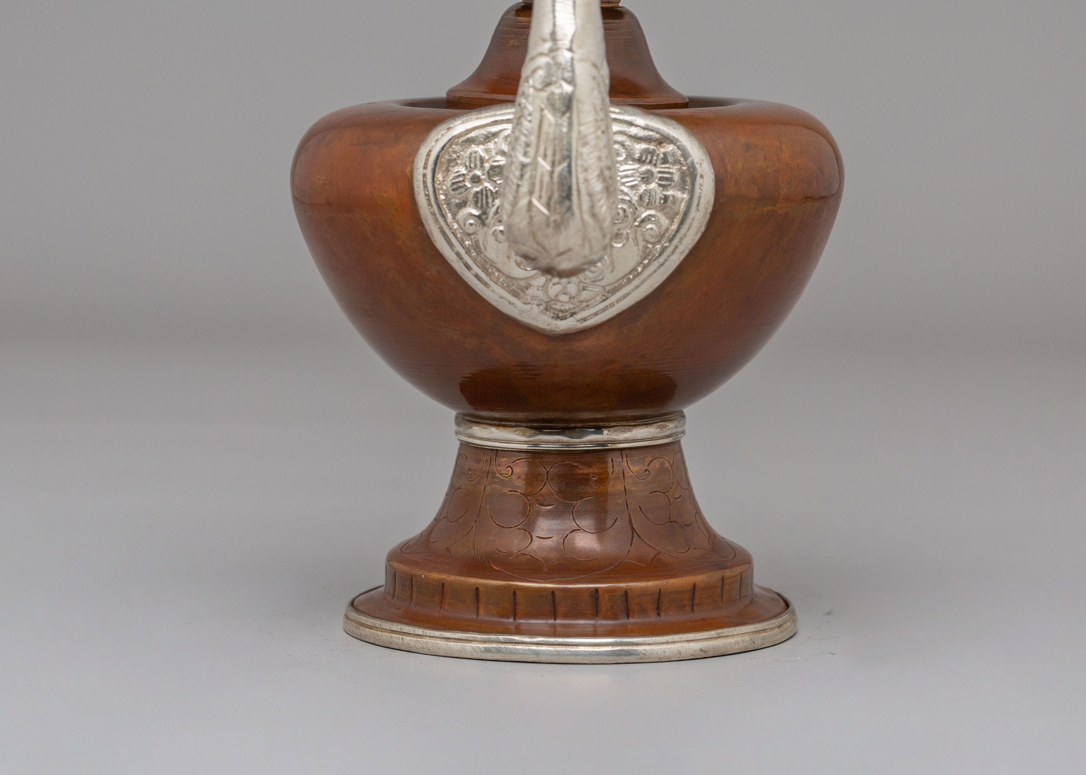 Spiritual Ceremonial Bhumba Pair | Tibetan Ritual Copper Silver Vessels