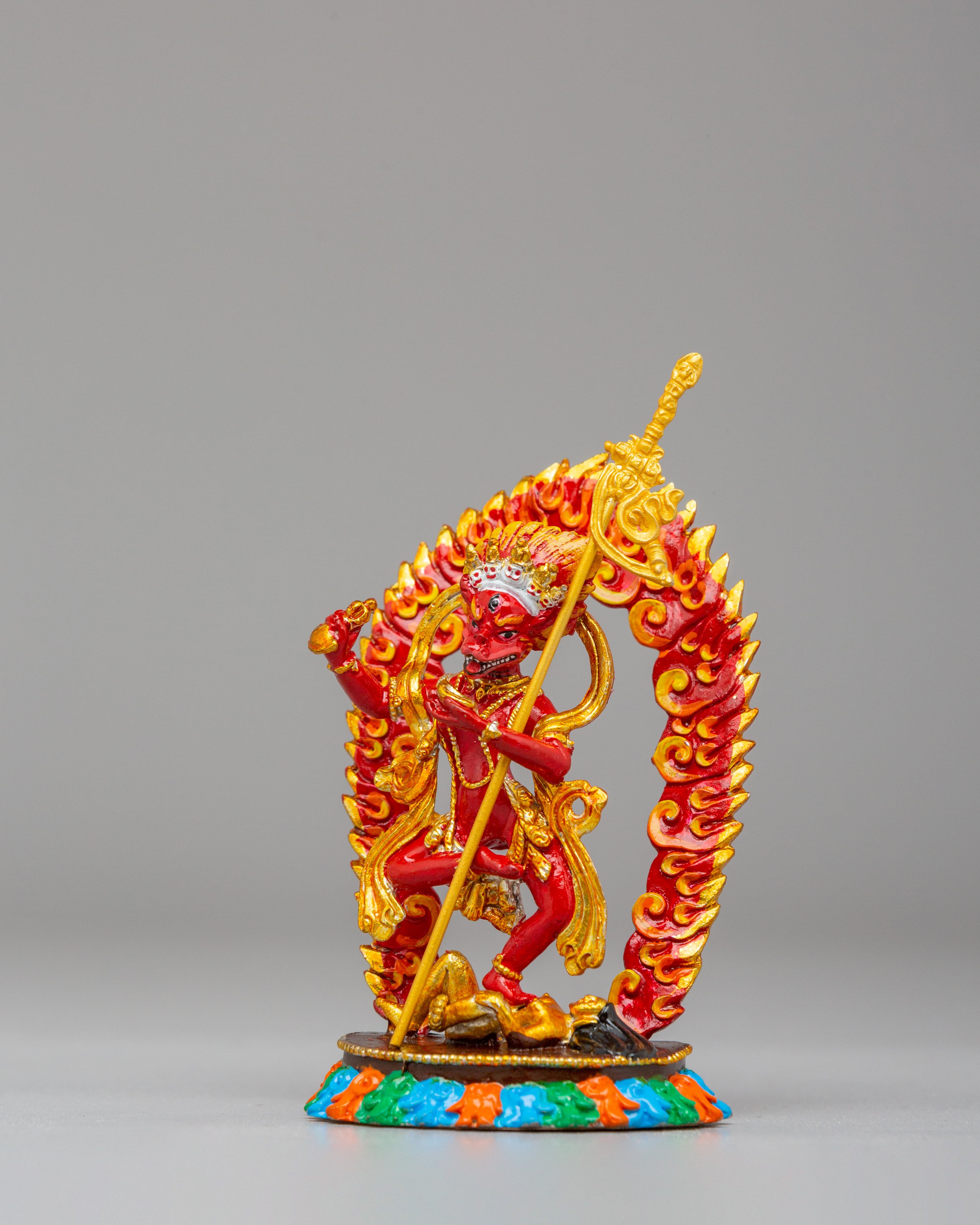Simhamukha Lion-Faced Dakini Statue | Hand Painted Altar Decor for Protection