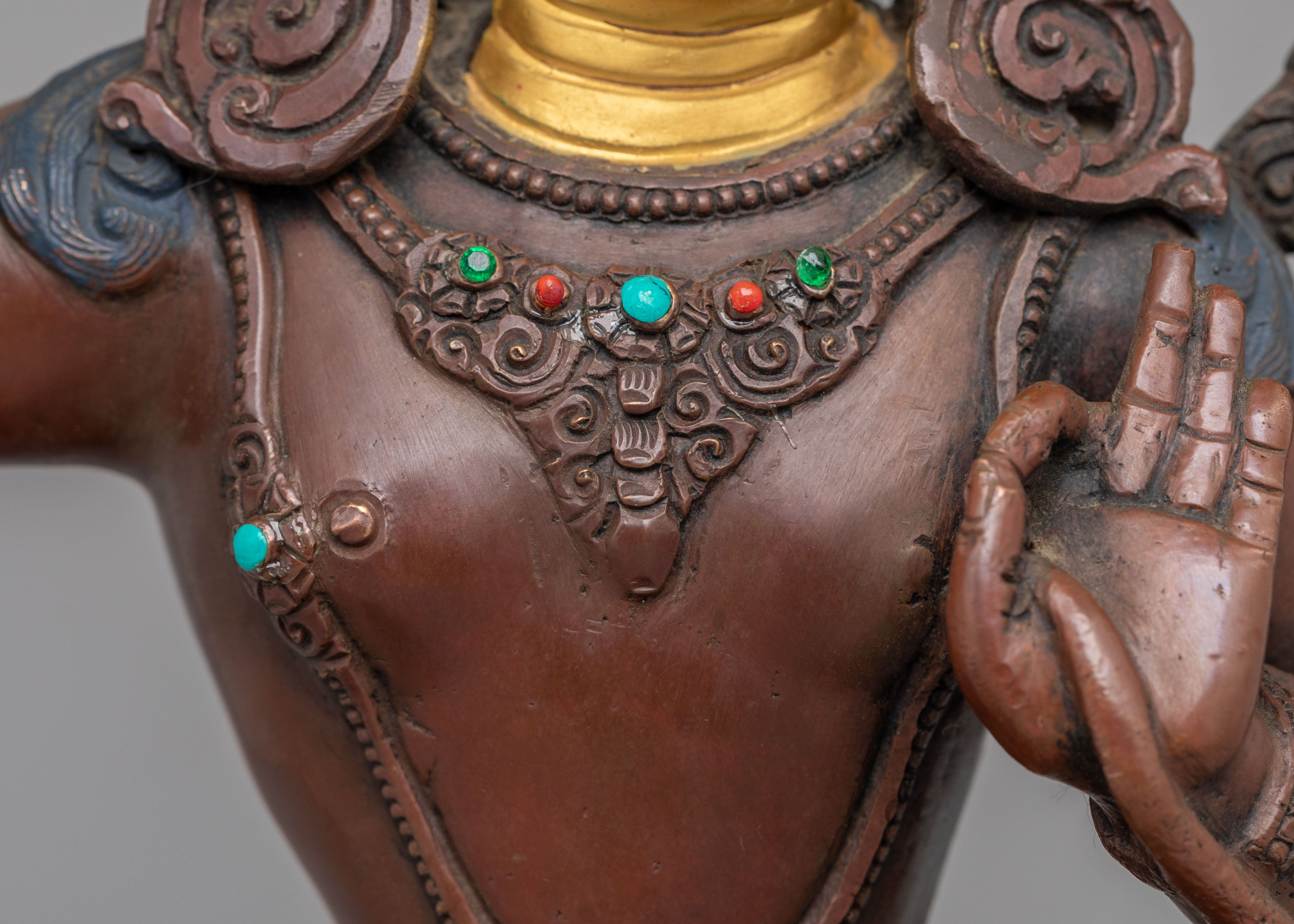 Tibetan Altar Manjushri Statue | Copper Body with 24K Gold Plating