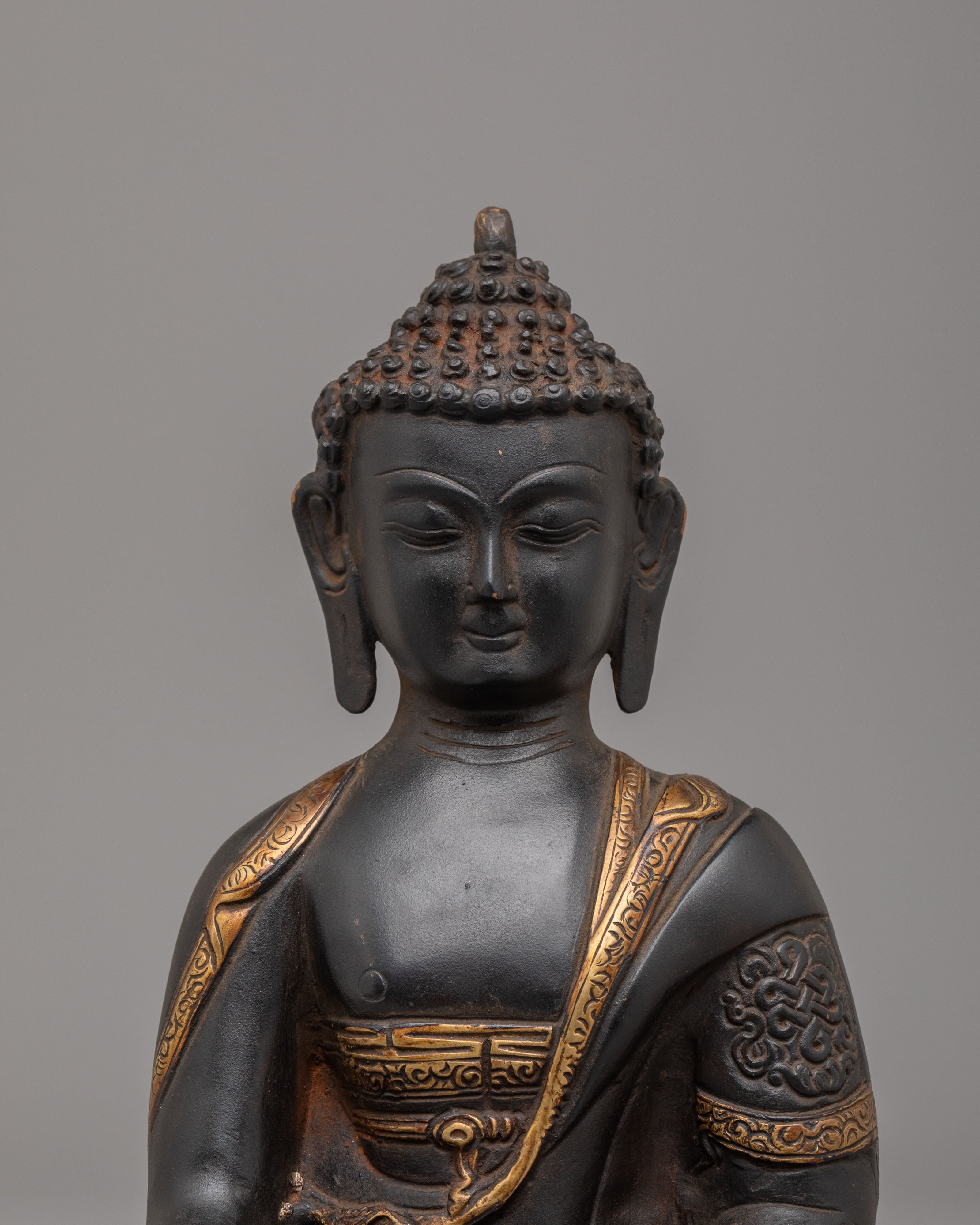 Peace Symbol Shakyamuni Buddha Statue | Handcrafted Copper Sculpture