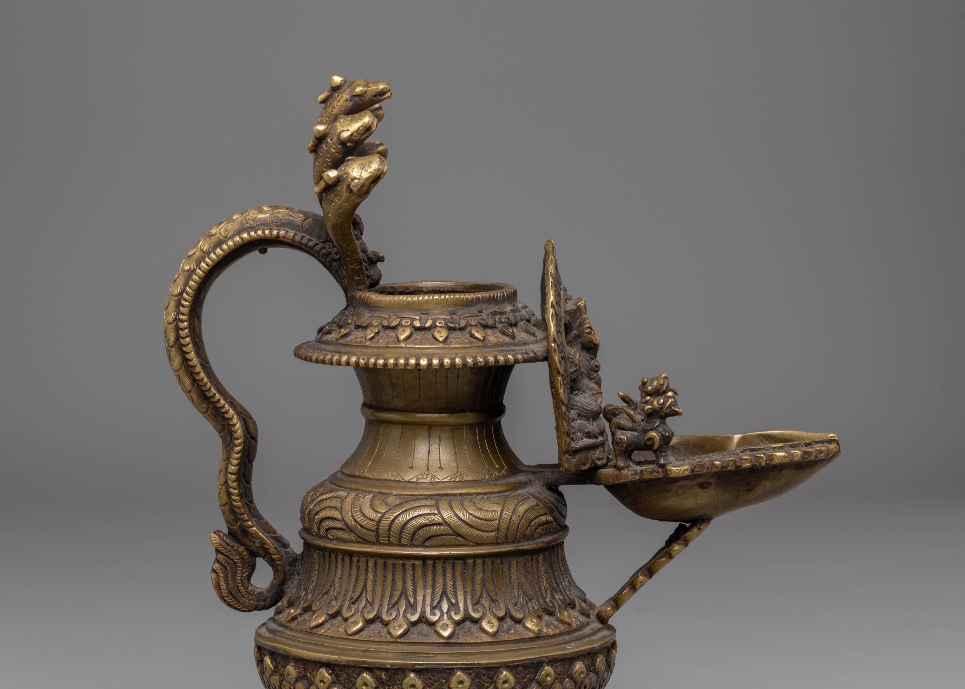 Traditional Sacred Ganesh Sukunda | Brass Oil Lamp with Antique Finish(Remake possible )