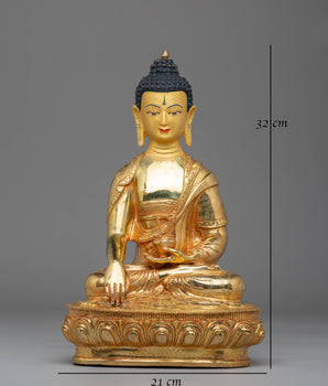 Handmade Golden Statue of Shakyamuni Buddha | Symbol of Wisdom & Enlightenment