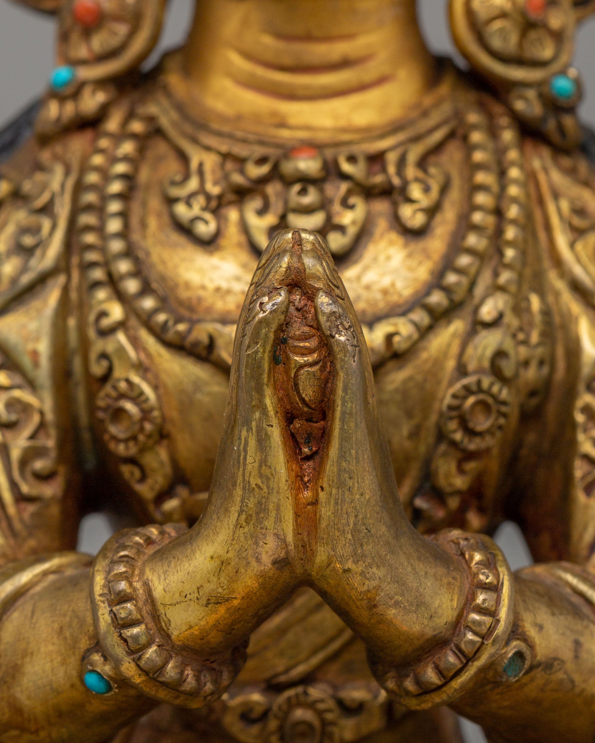 Bodhisattva Chenrezig Deity Statue | 24K Gold Plated Buddhist Sculpture