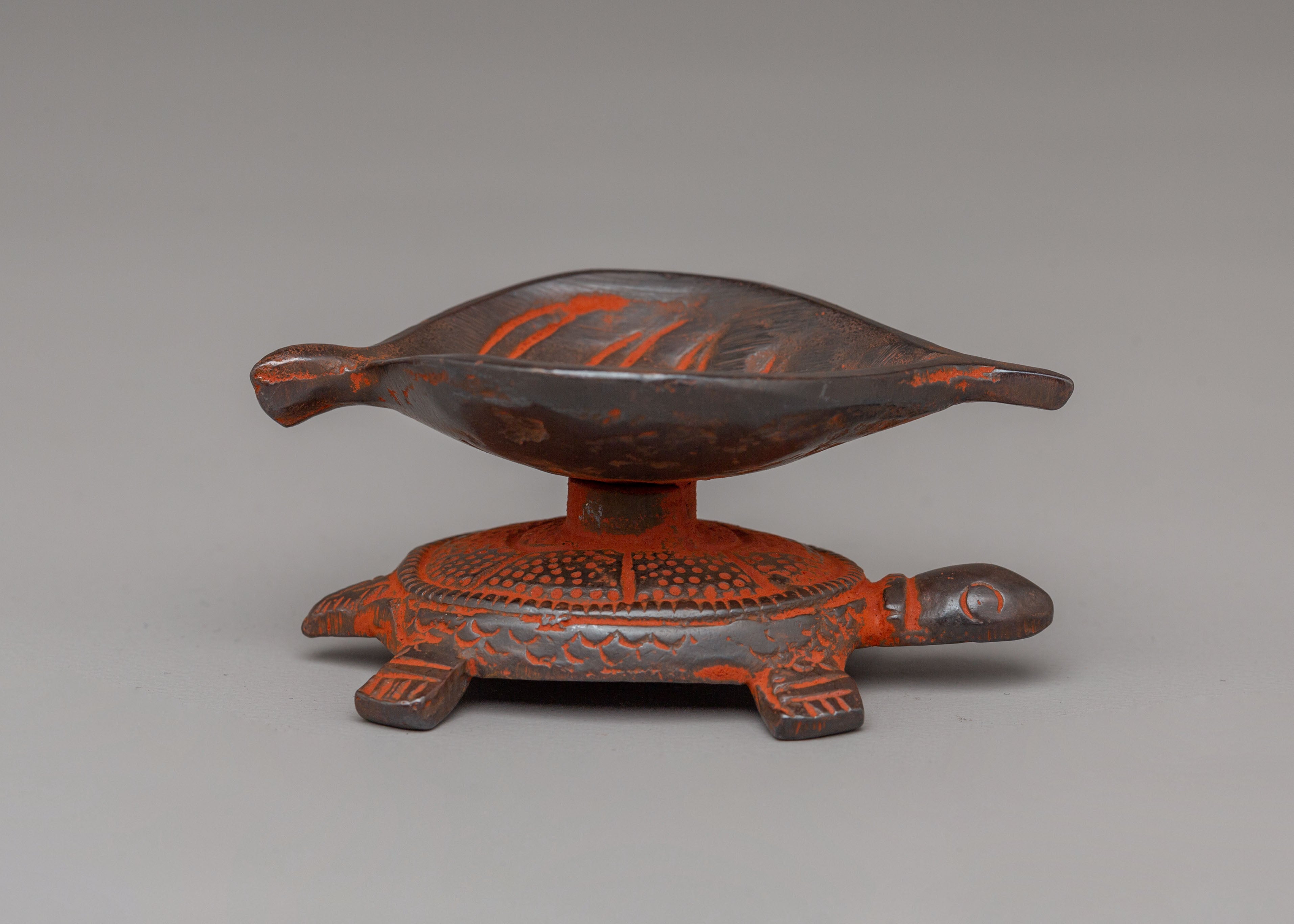 Pipal Leaf Diya On Turtle | A Sacred Tibetan Ritual Item