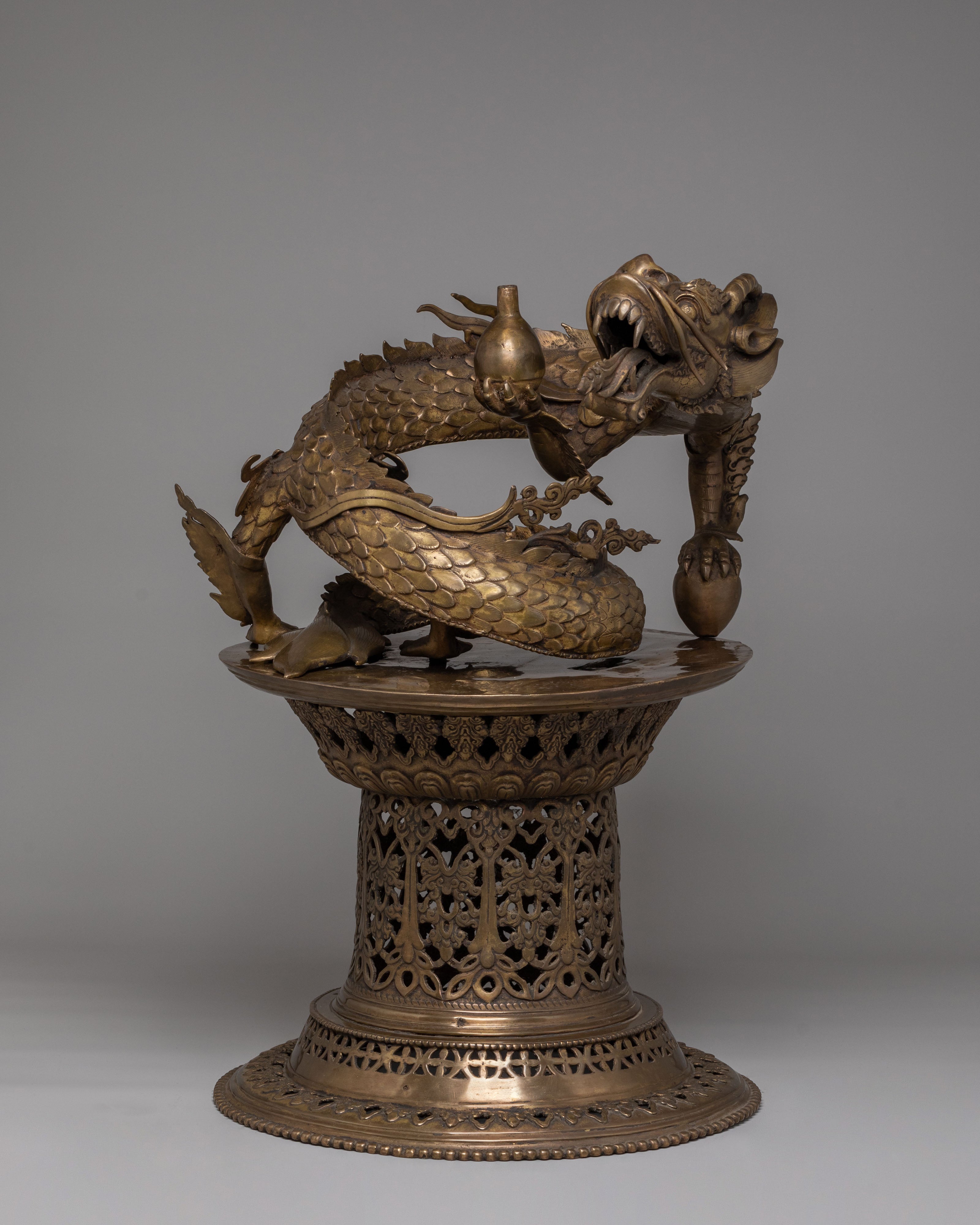 Dragon Incense Burner for Rituals | Traditional Buddhist Offering Pot