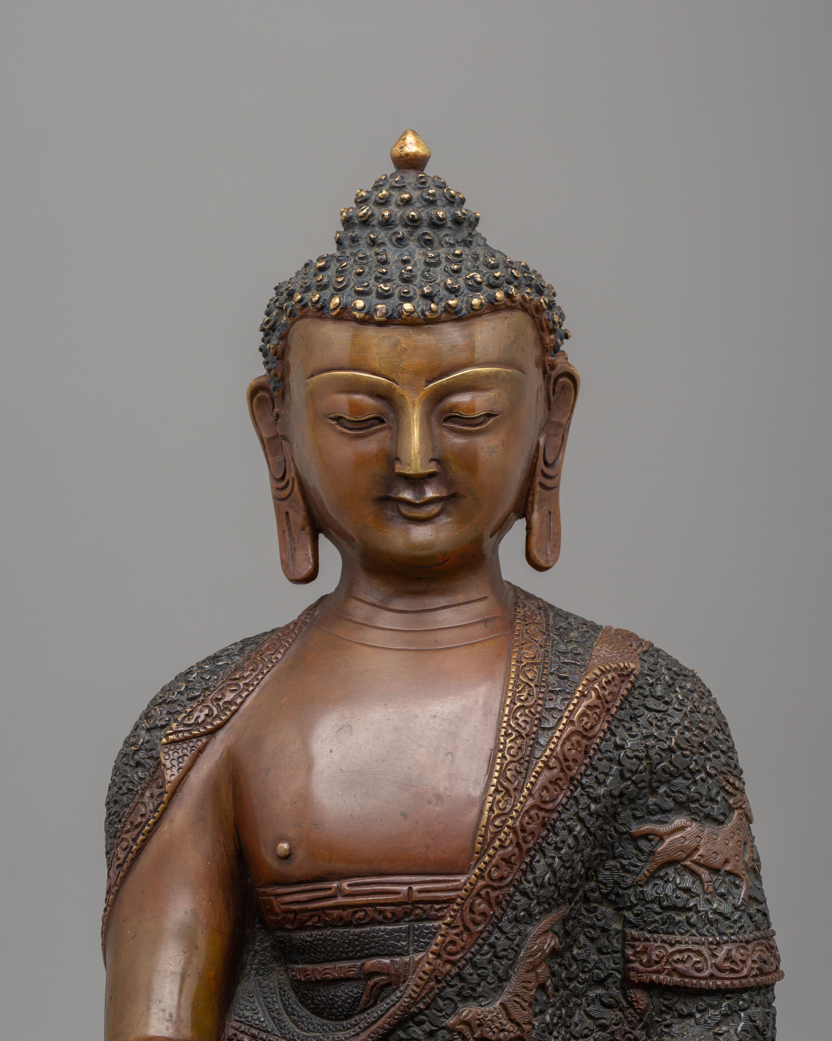 Namo Altar Shakyamuni Buddha Statue | Oxidized Copper Buddhist Sculpture