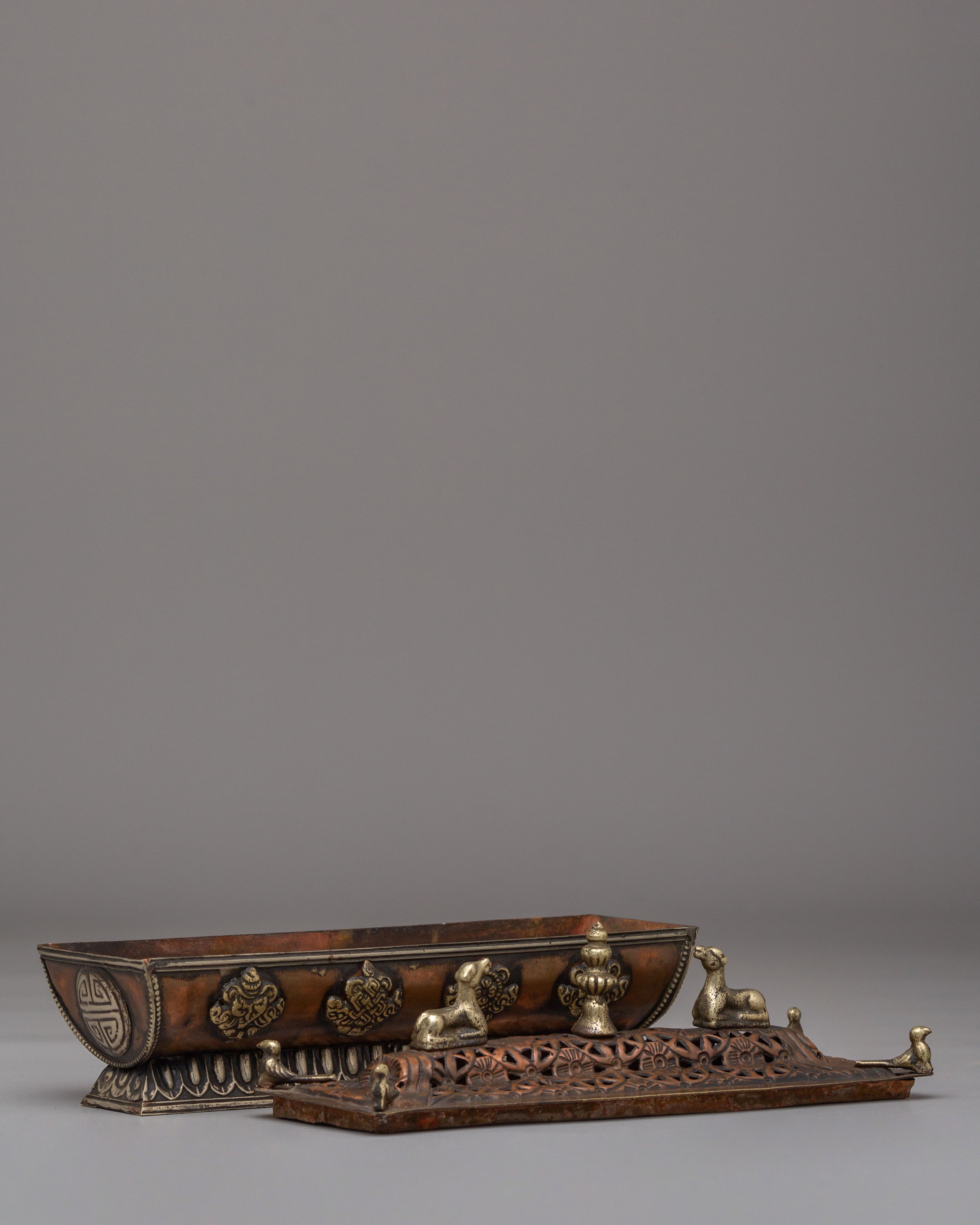 Handmade Buddhist Incense Burner | Copper Body with Electro Gold Plating