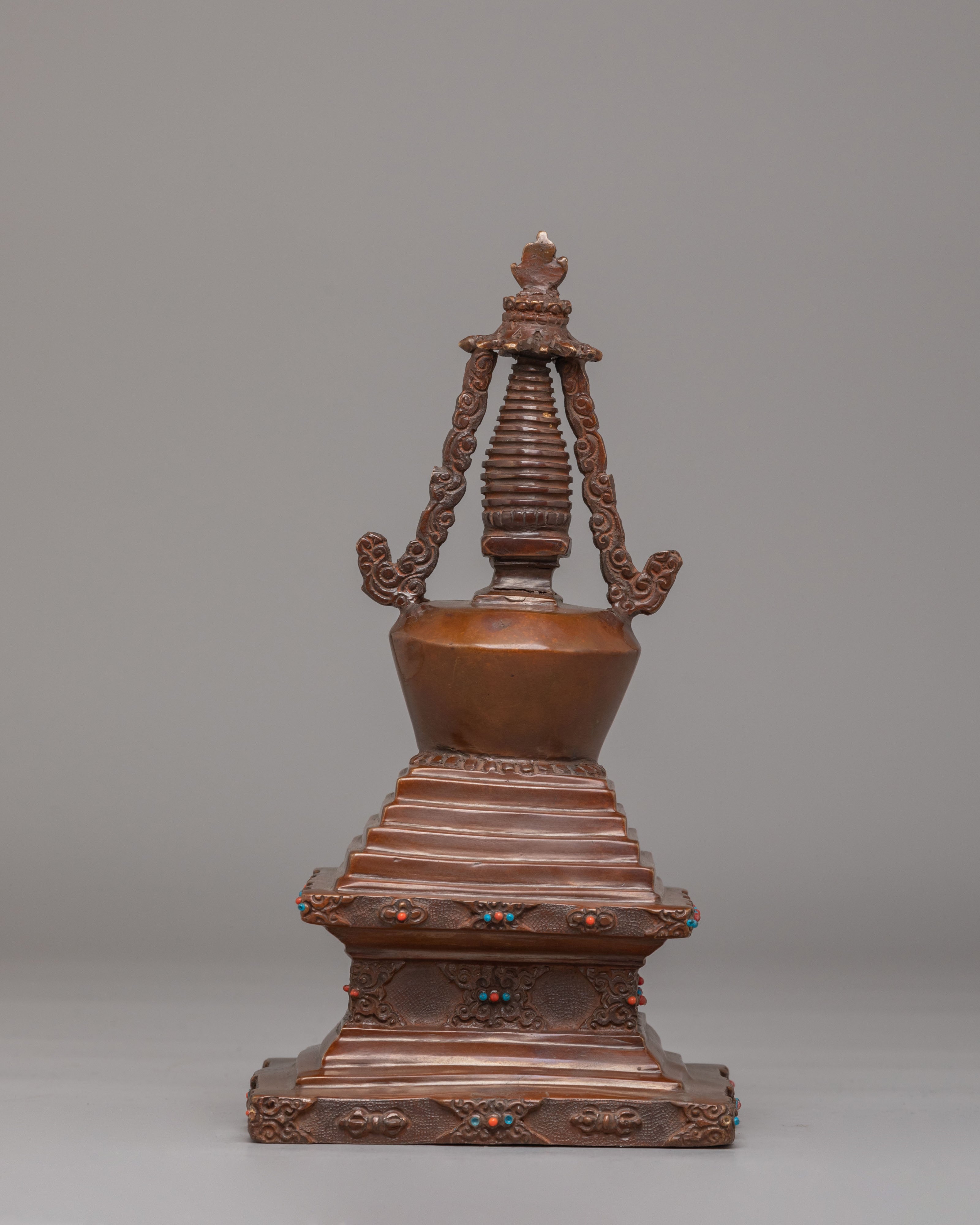 Buddhist Altar Enlightenment Stupa | Handcrafted Copper Stupa