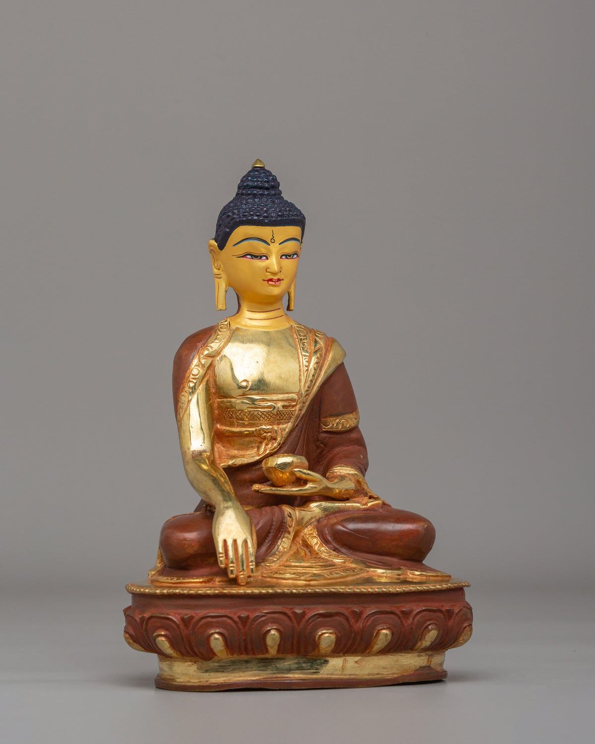 Sacred Shakyamuni Buddha Statue | 24K Gold Plated Buddhist Altar Decor
