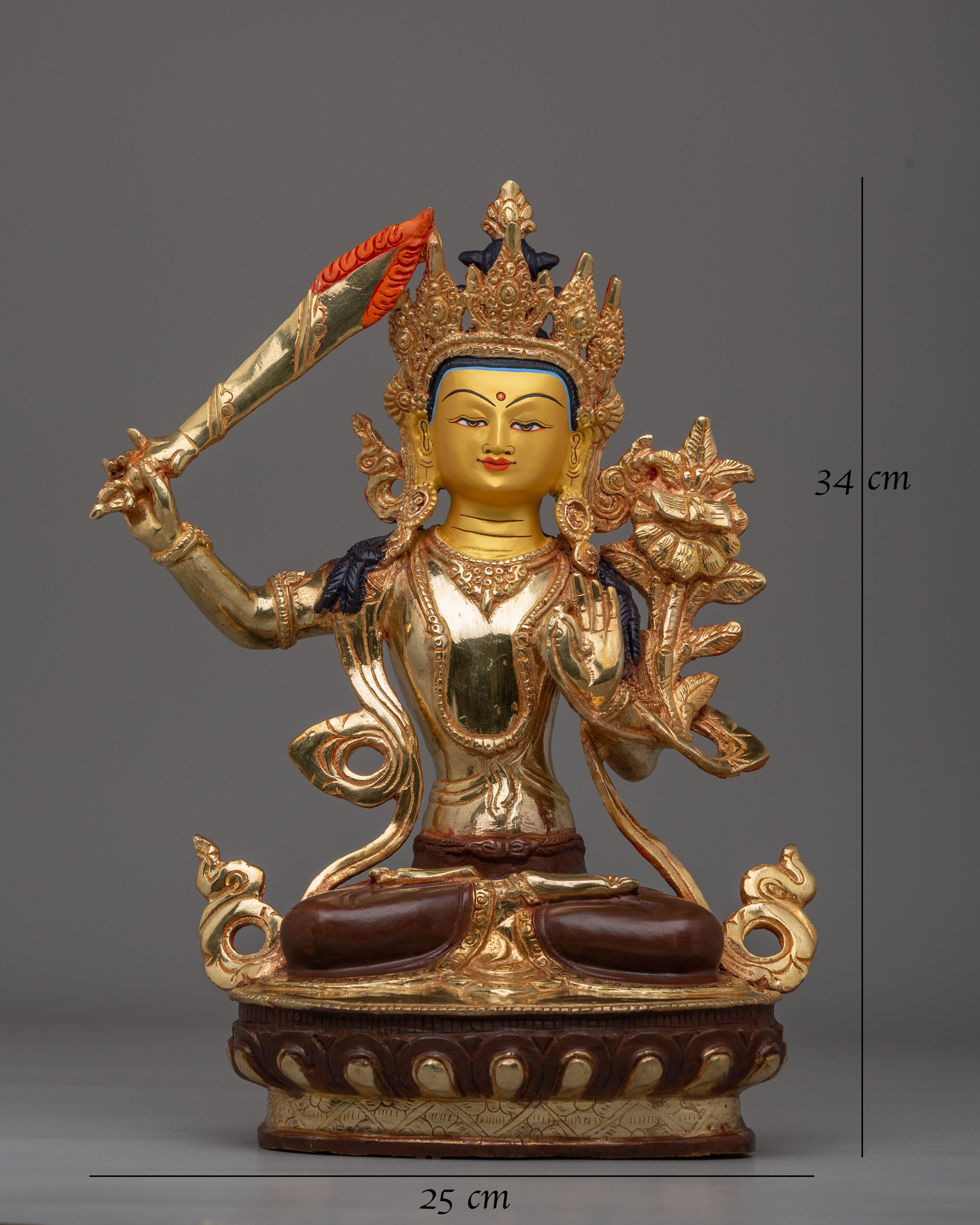 Traditional Manjushri Wisdom Deity Statue | Handcrafted Artwork for Spiritual Harmony
