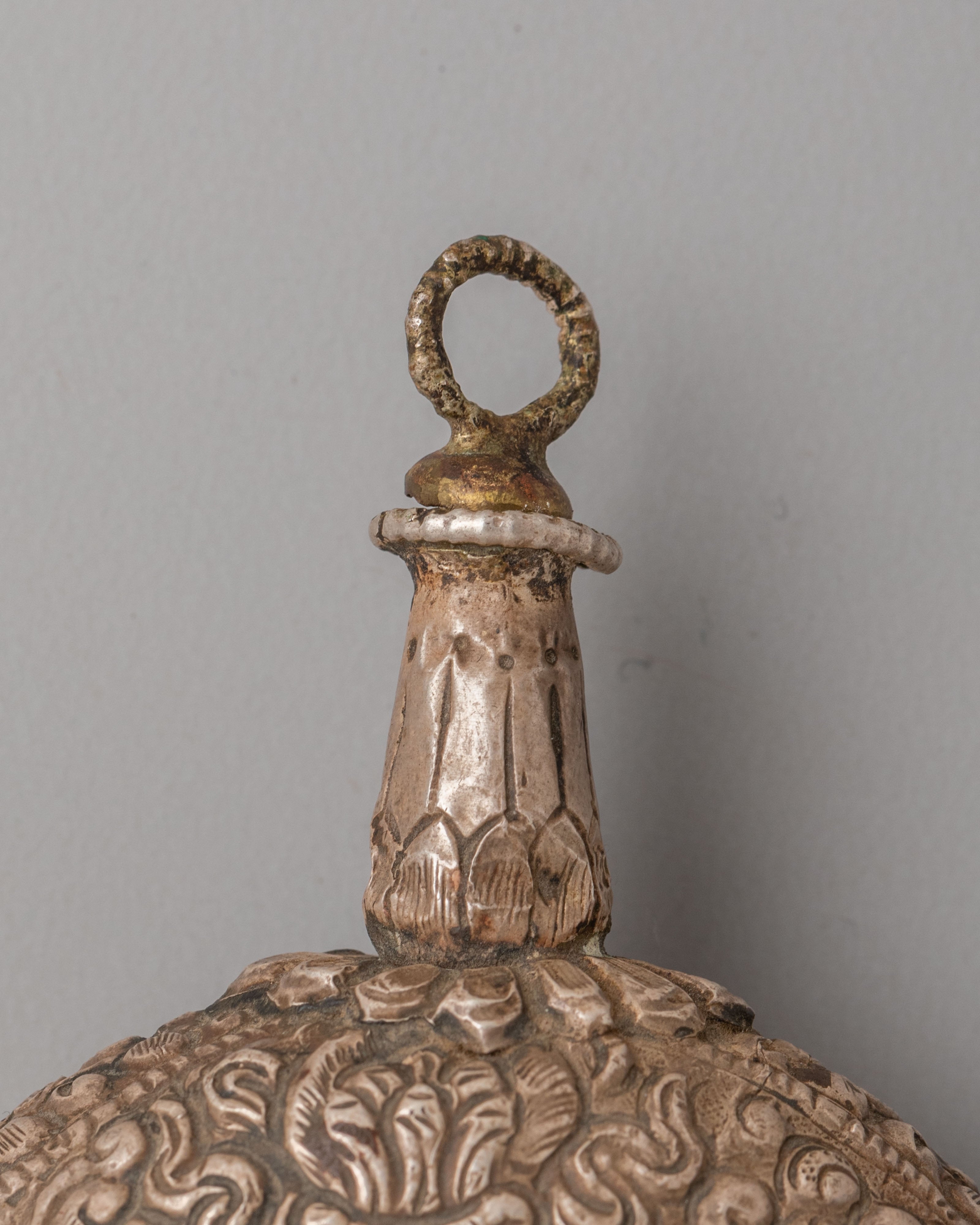 Buddhist Snuff Bottle | Handcrafted Silver Dragon Engraved Vessel