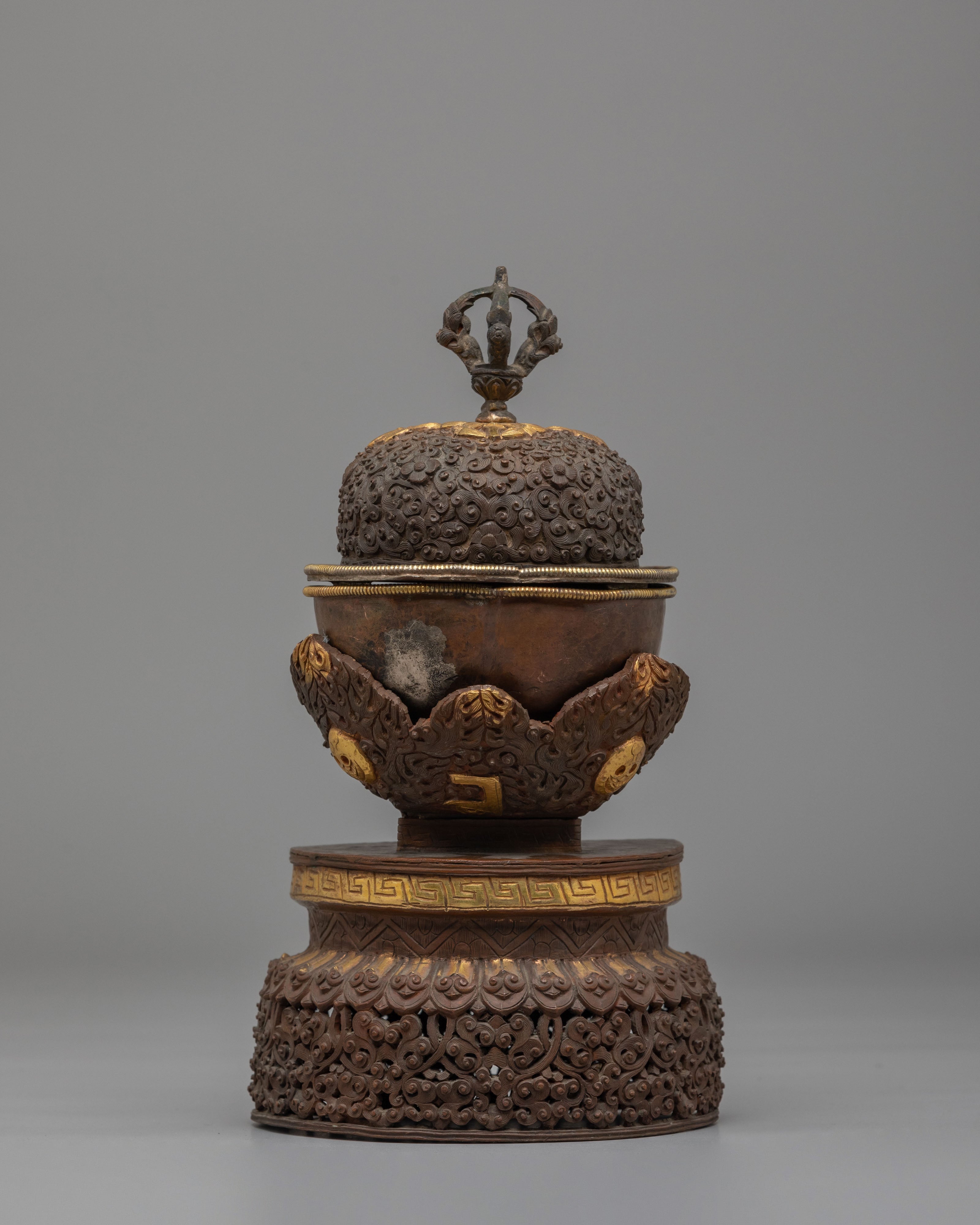 Sacred Buddhist Kapala Cup | Tibetan Skull Ritual Vessel for Tantric Offerings