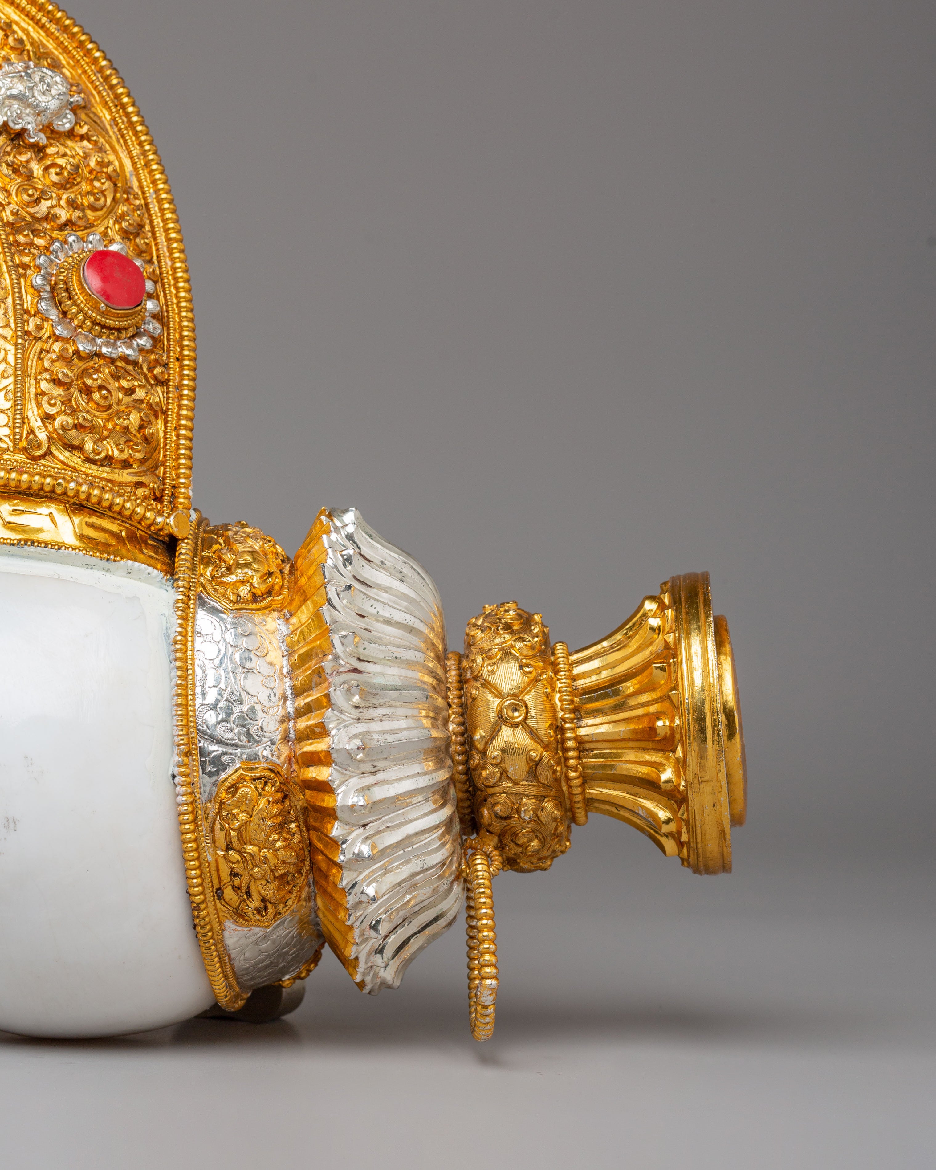 Sacred Conch Shell With Dragon Motif | Buddhist Ritual Conch