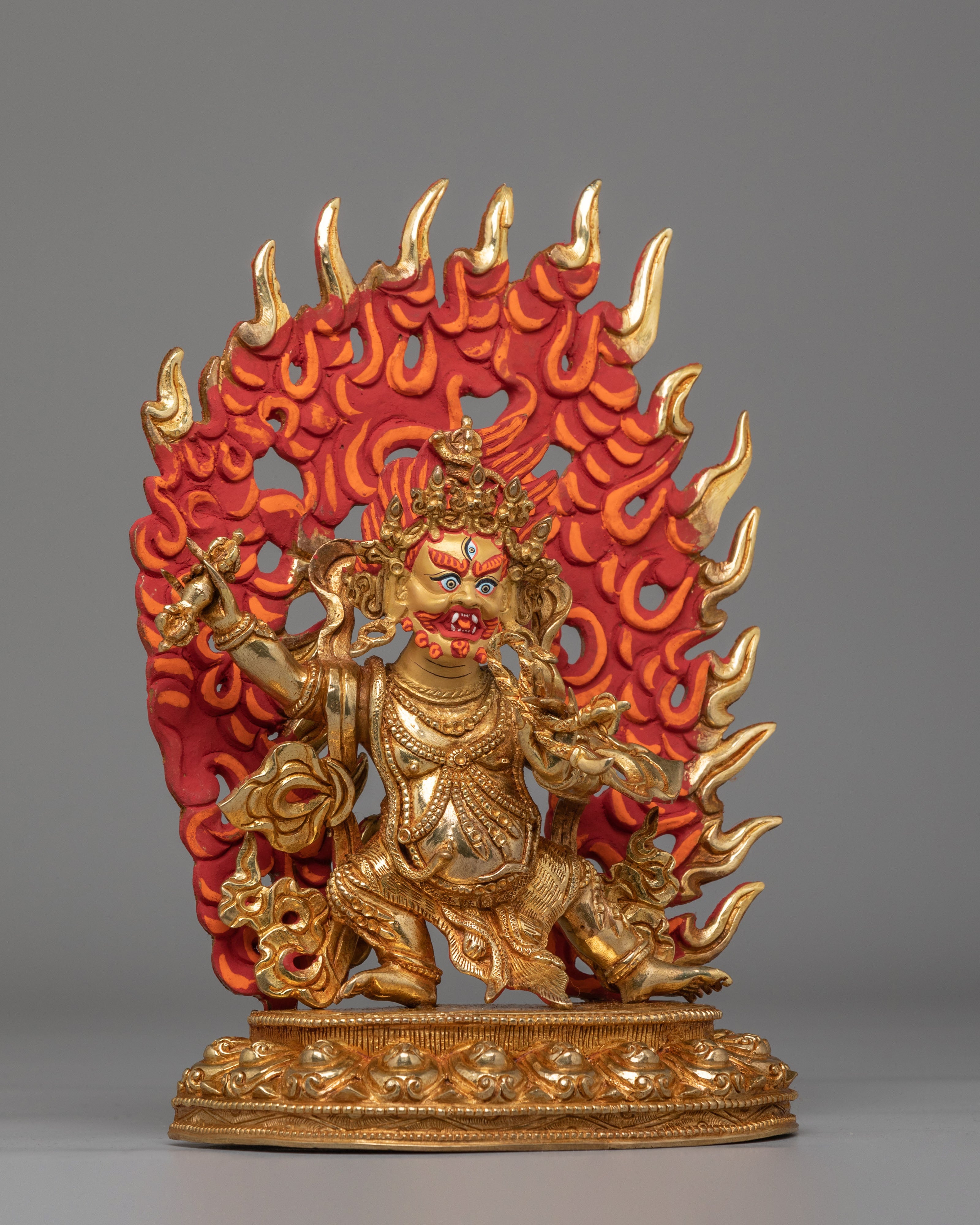 Traditional Vajrapani Sacred Sculpture | 24K Gold Plated Copper Buddhist Statue