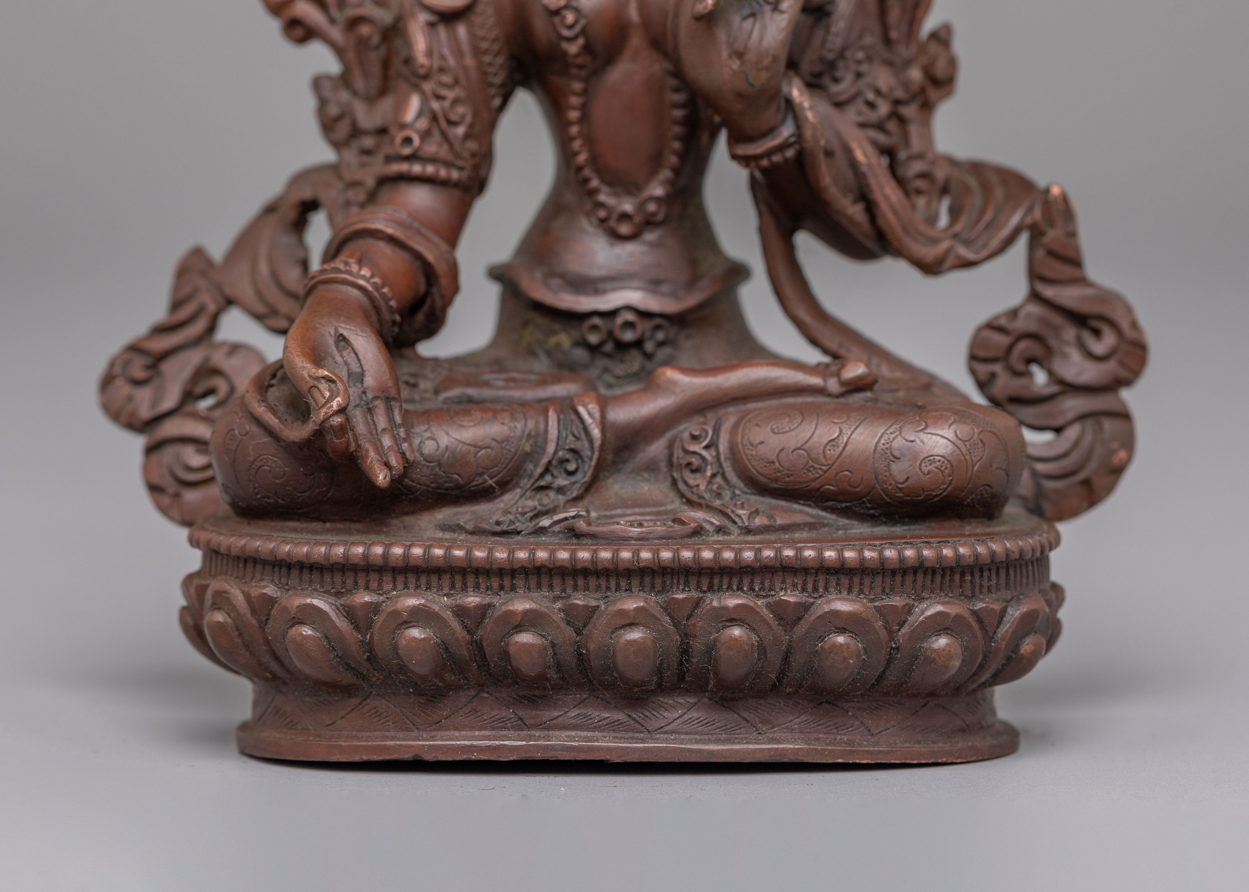 Himalayan White Tara Sculpture | Handcrafted Oxidized Copper Statue for Meditation