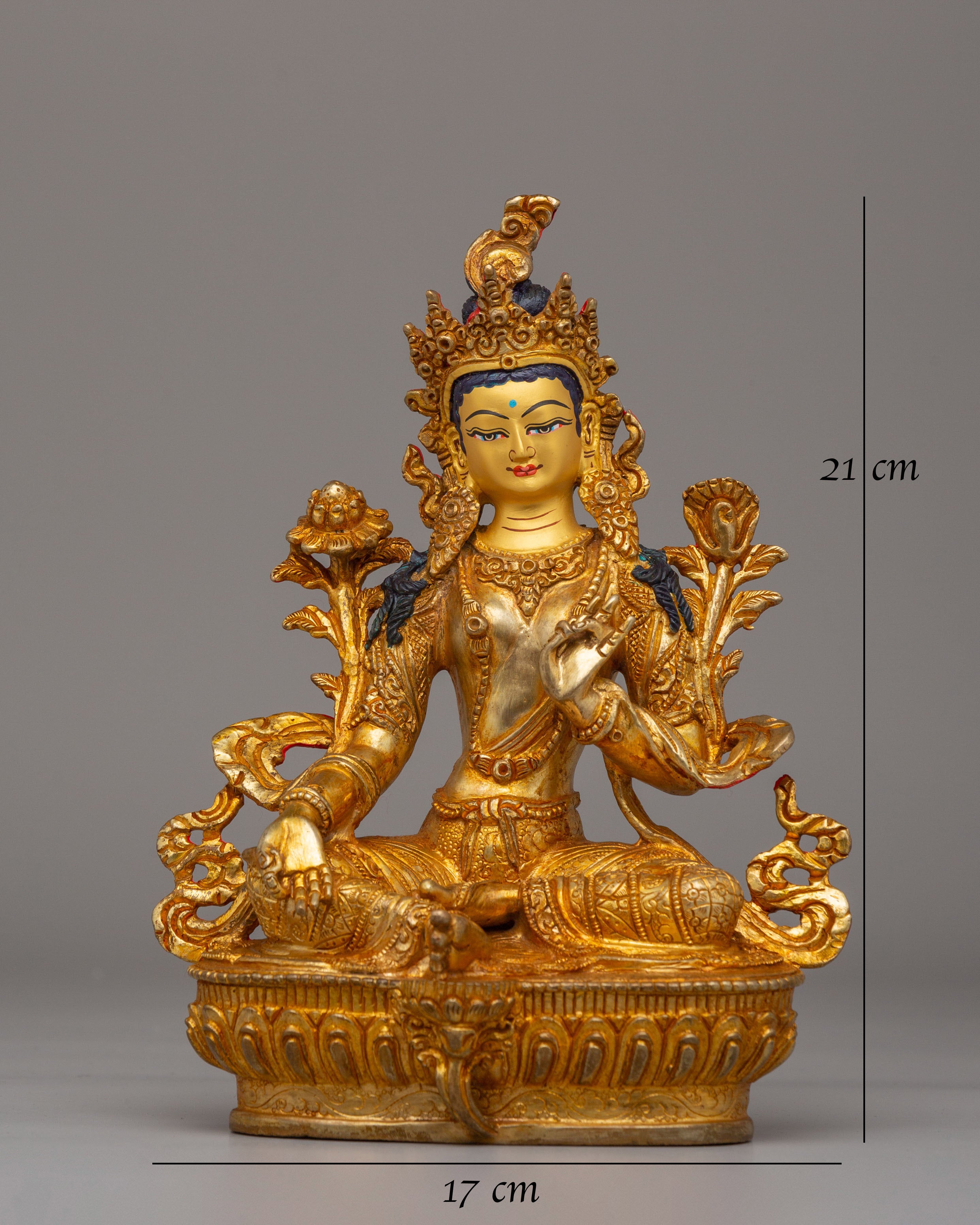 Buddhist Green Tara Goddess Statue | Tara Sculpture for Peace and Protection