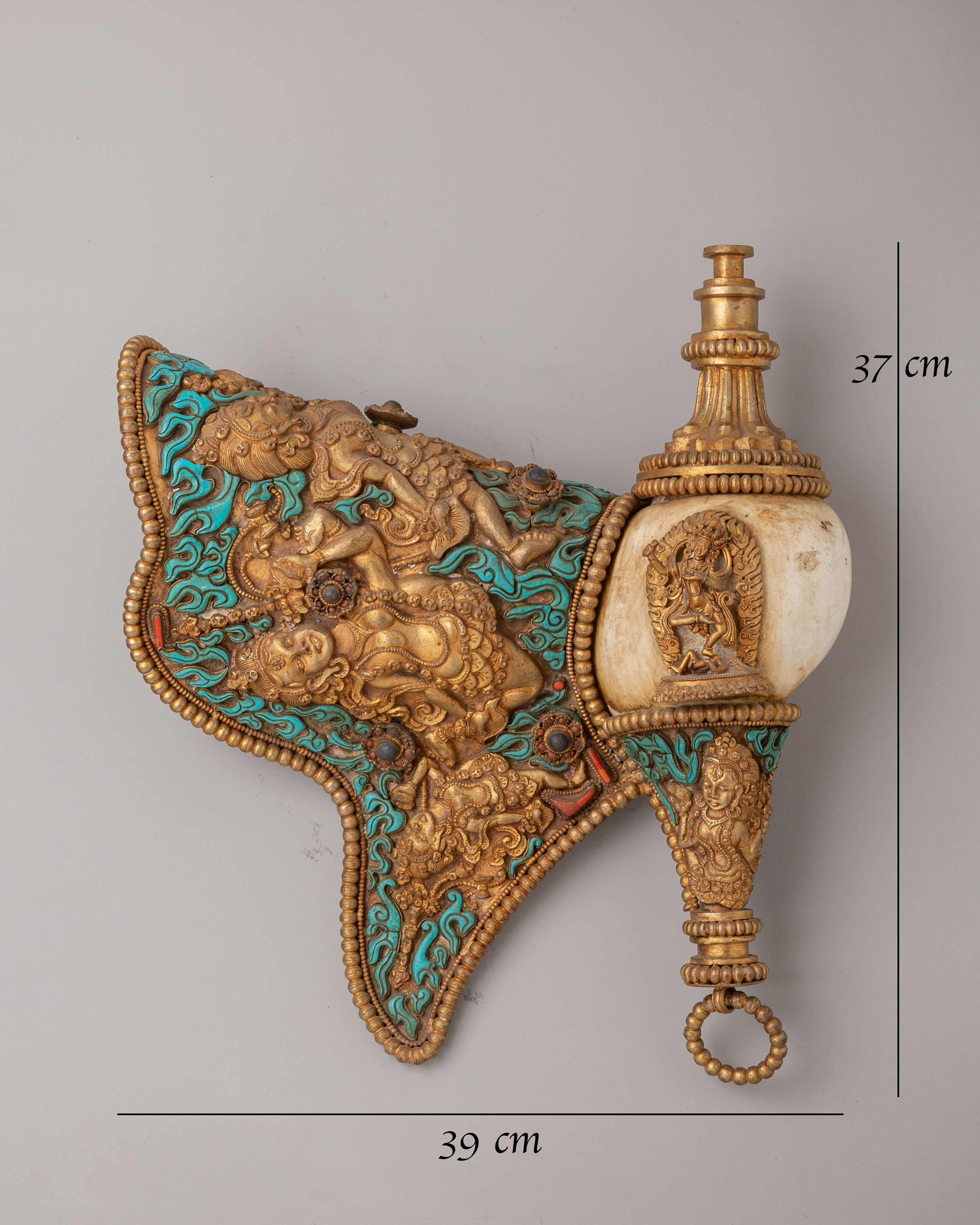 Ritual Conch Shell with Deity Carvings | Sacred Symbol for Spiritual Ceremonies