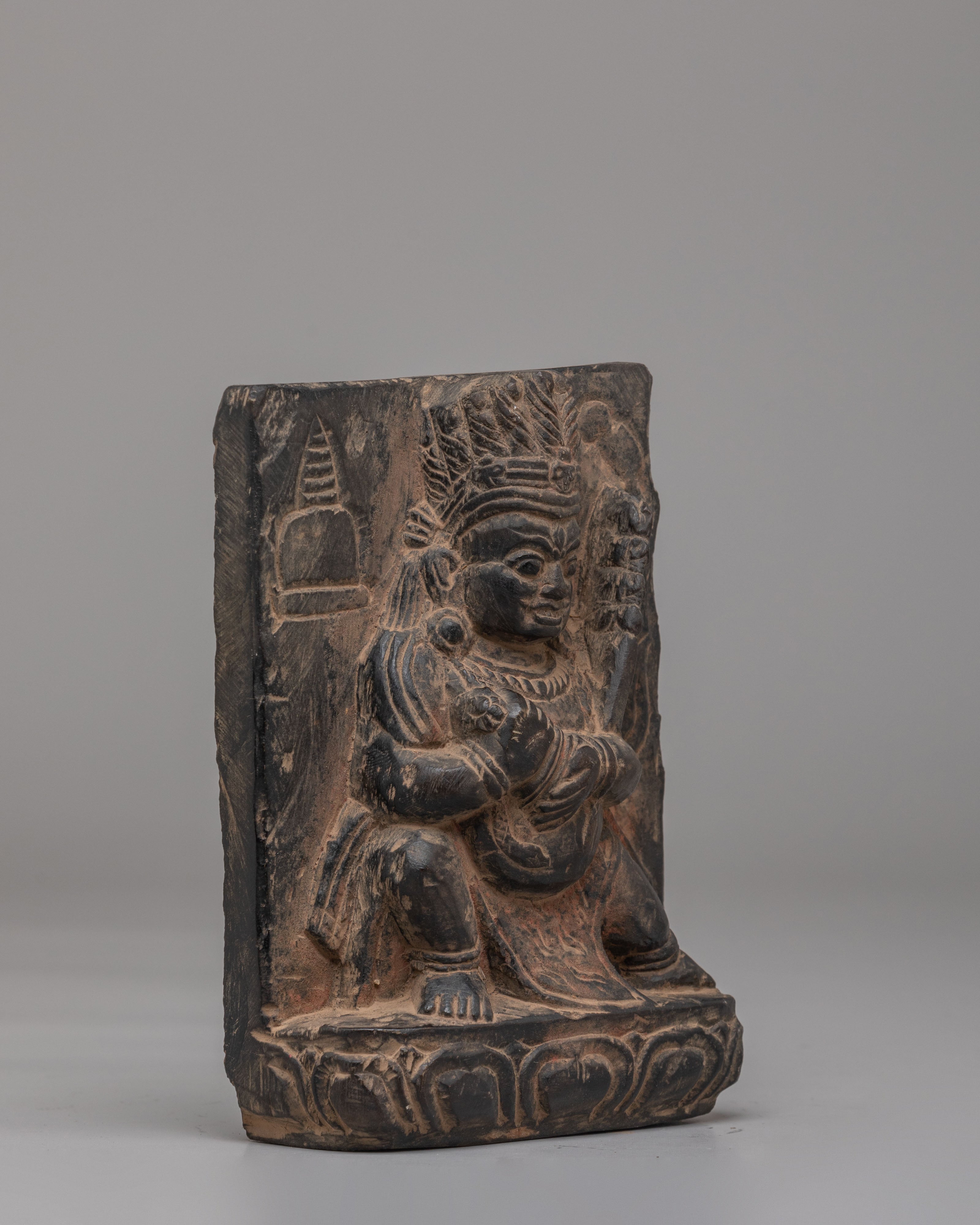 Vajrayana Mahakala Altar Statue | Handcarved Stone Mahakala Art