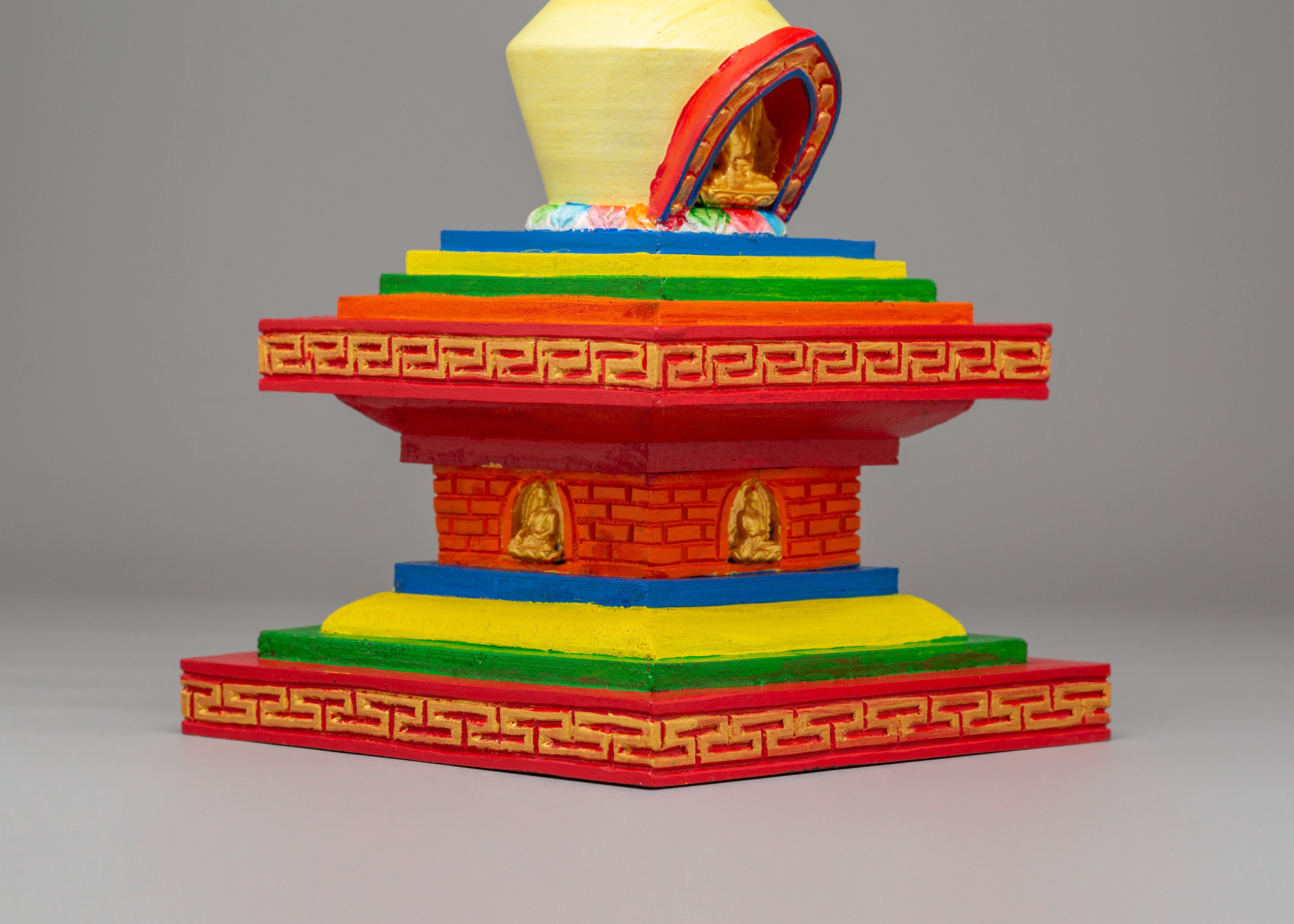 Sacred Enlightenment Stupa | Handcrafted Wooden Stupa for Meditation
