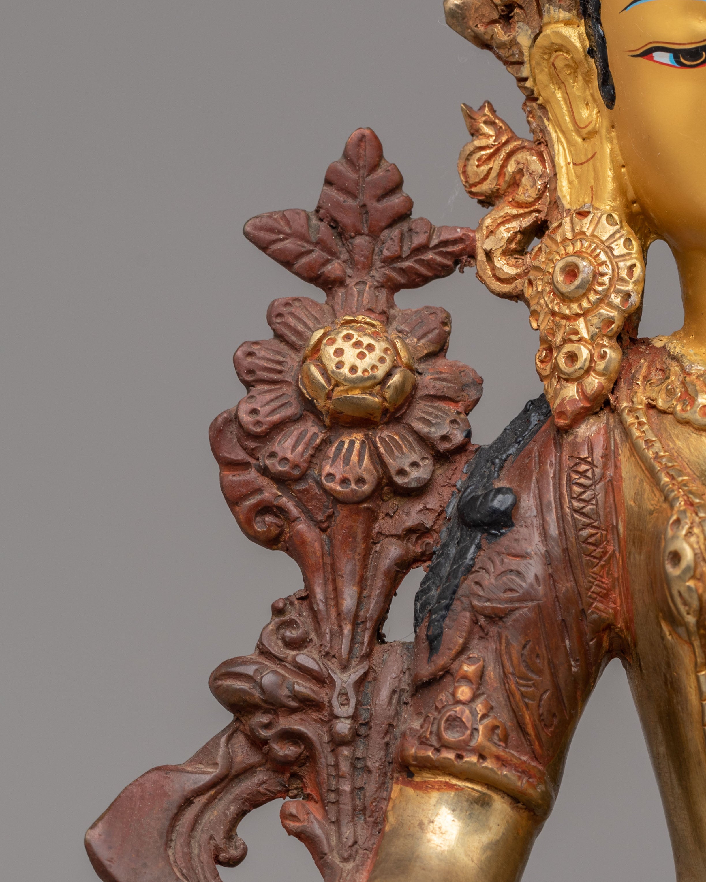 Sacred White Tara Sculpture | Mercury Gold-Plated Copper Buddhist Goddess