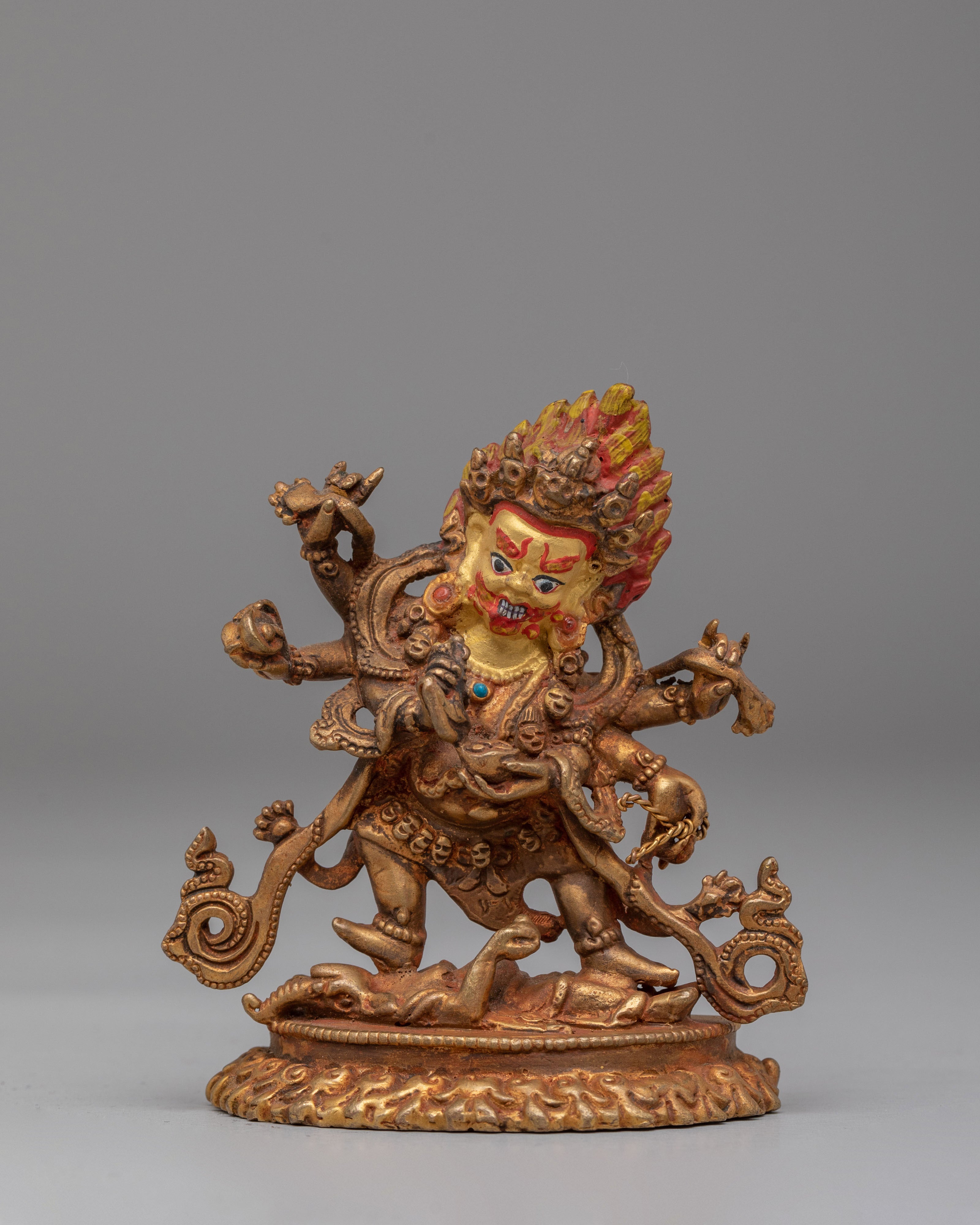 Six-Armed Mahakala Statue for Protection | Wrathful Deity Sculpture