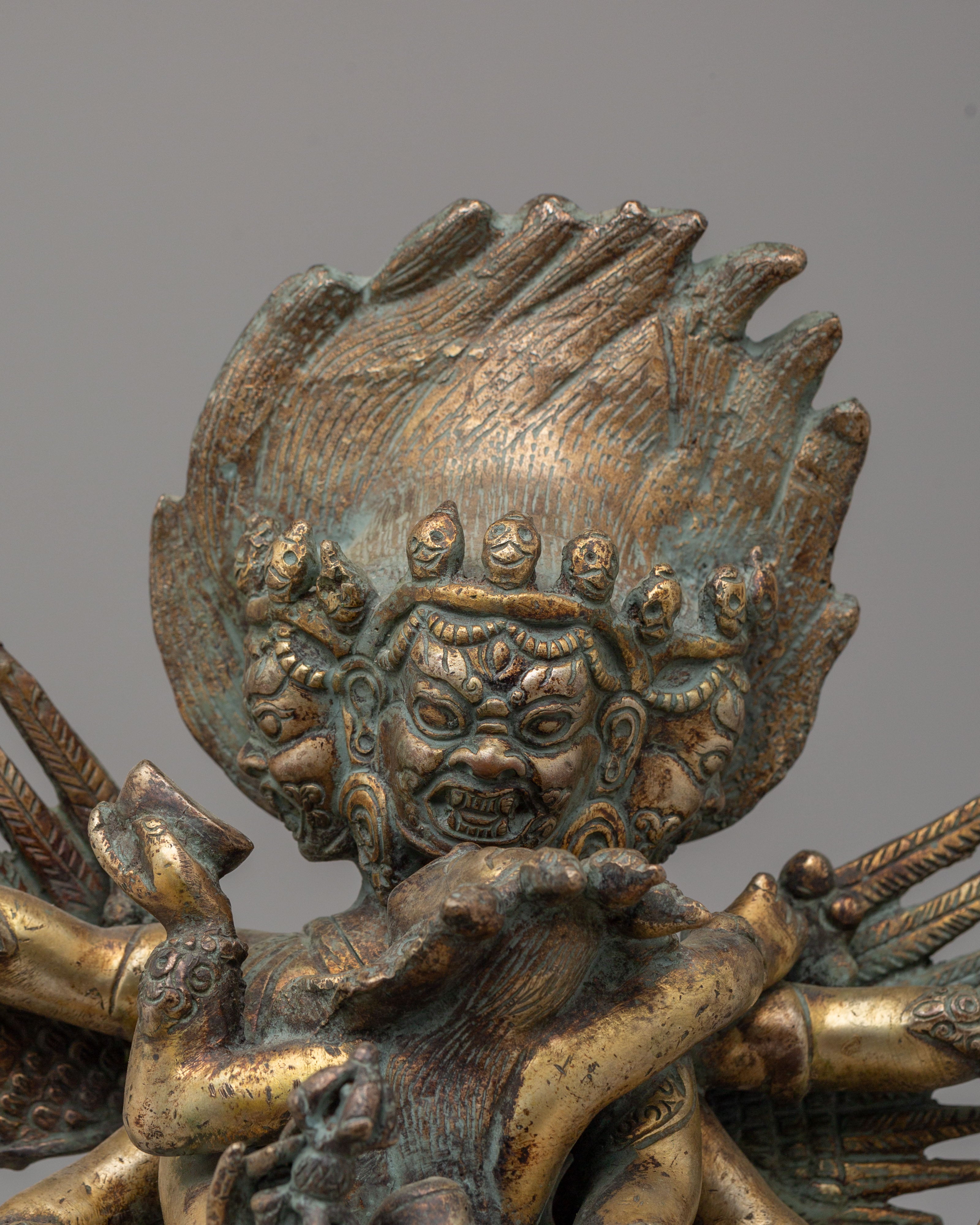 Mahakala With Consort Statue | Tibetan Protector Deity Statue