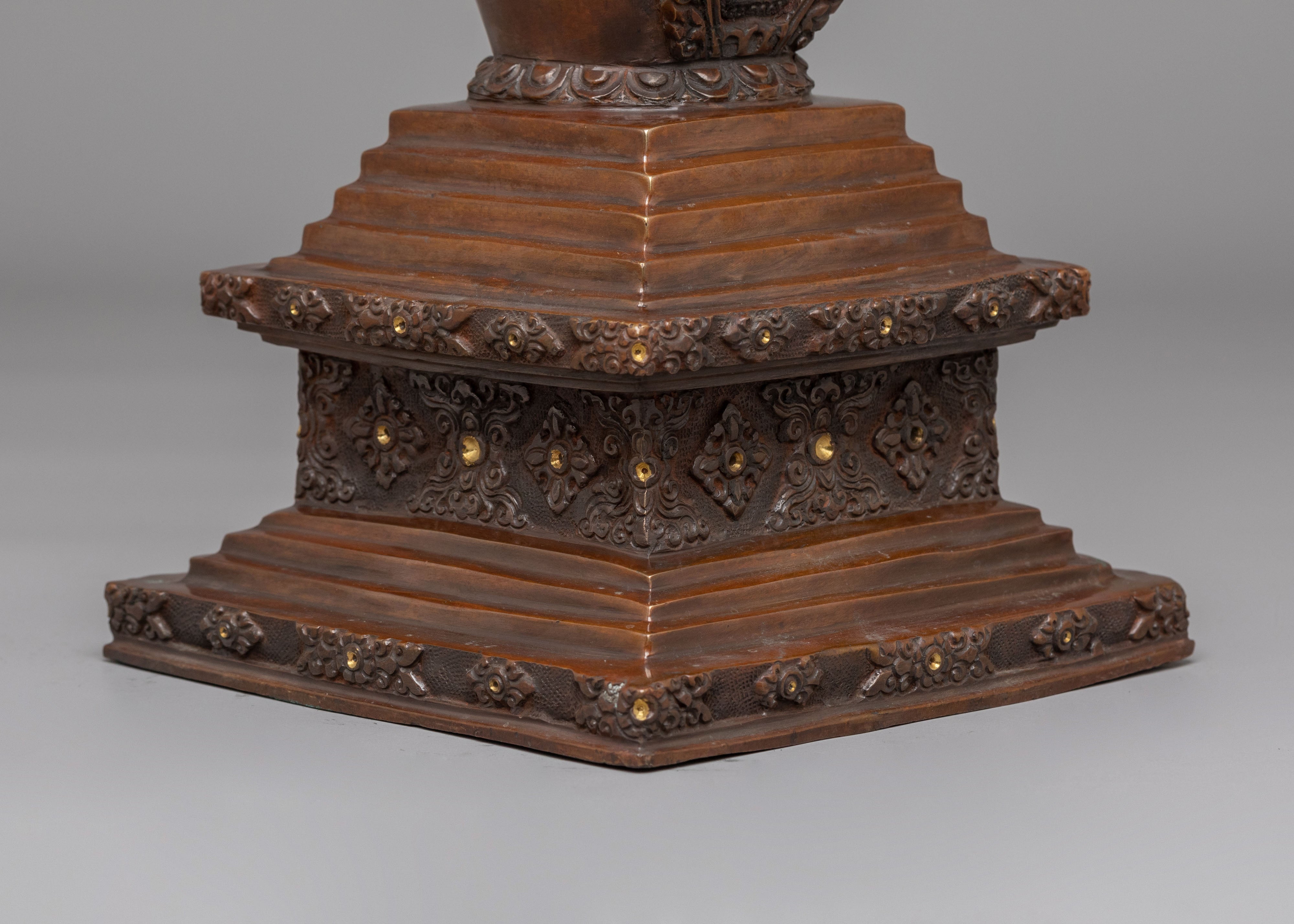 Himalayan Enlightenment Prayer Stupa | Oxidized Copper Decor